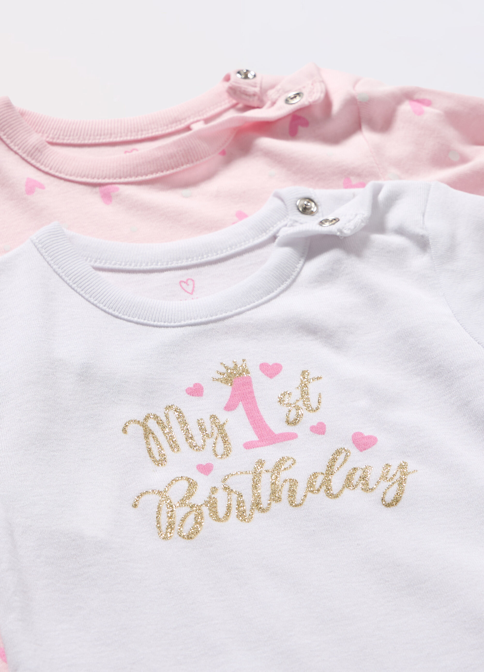 Pack 2 body compleanno in jersey di puro cotone neonata_1
