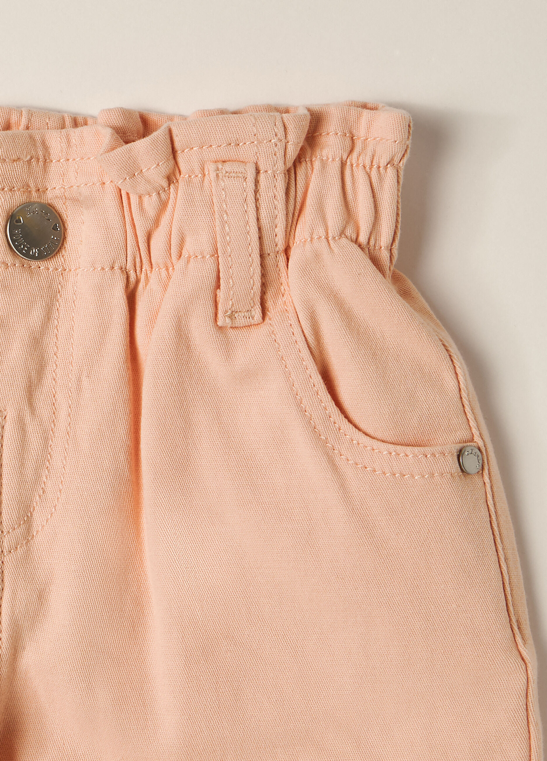 Pantaloni paperbag in twill di cotone stretch IANA neonata