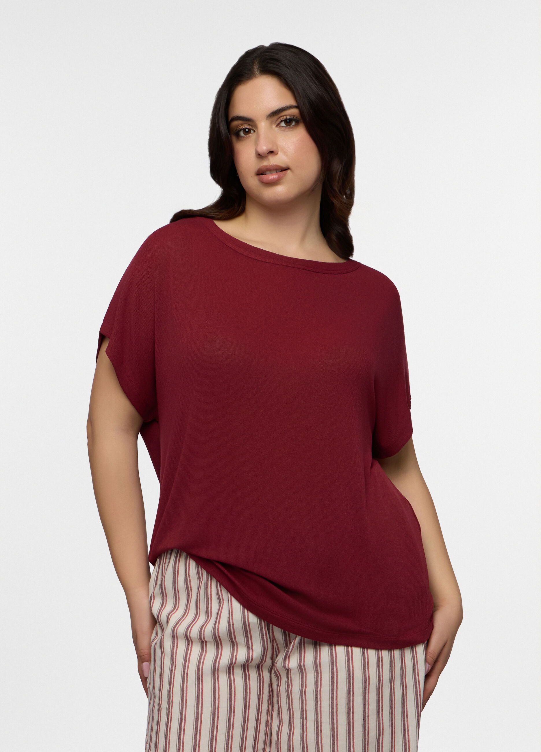 T-shirt girocollo stretch donna curvy_0