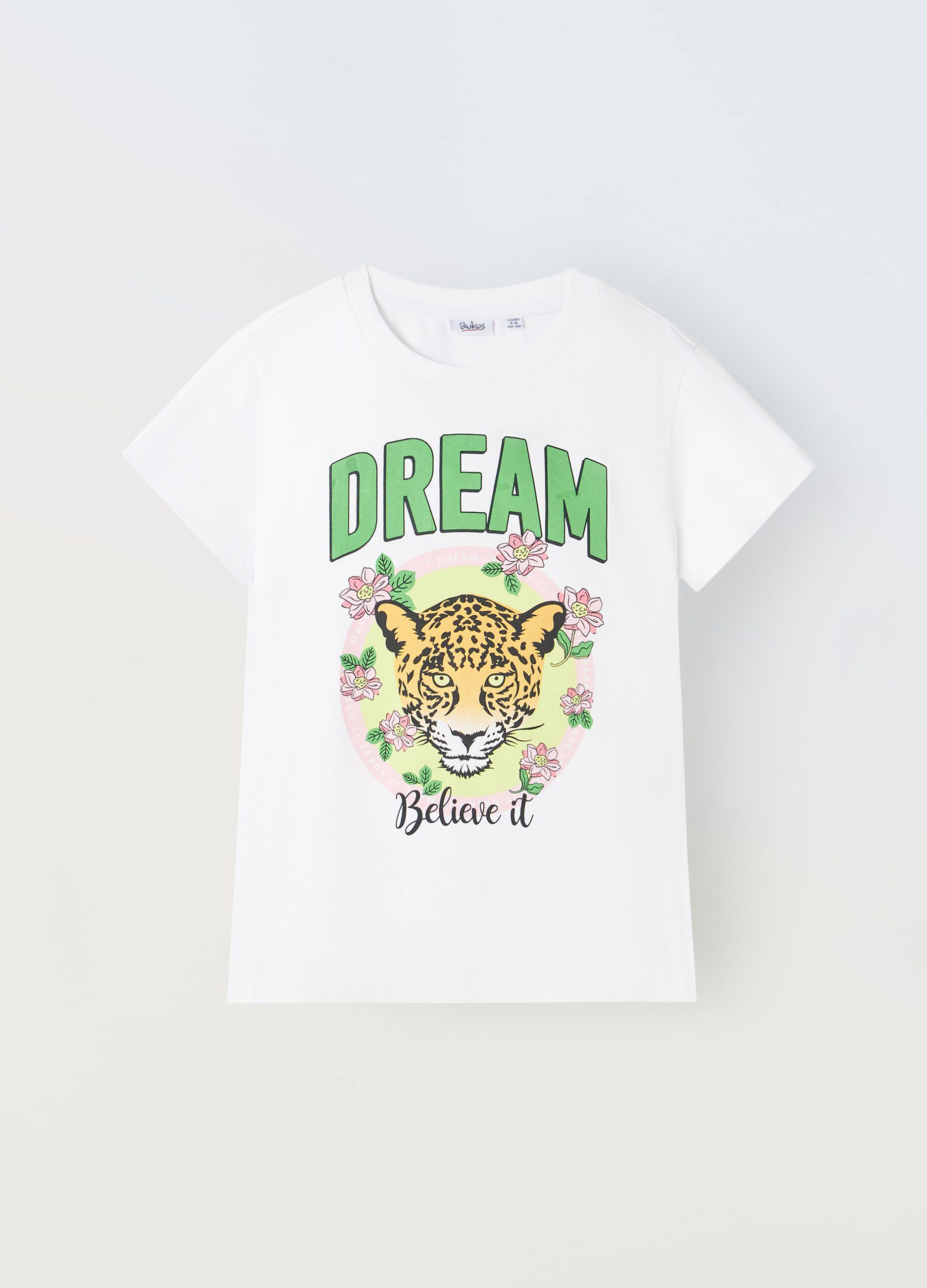 T-shirt in cotone stretch con stampa ragazza_0