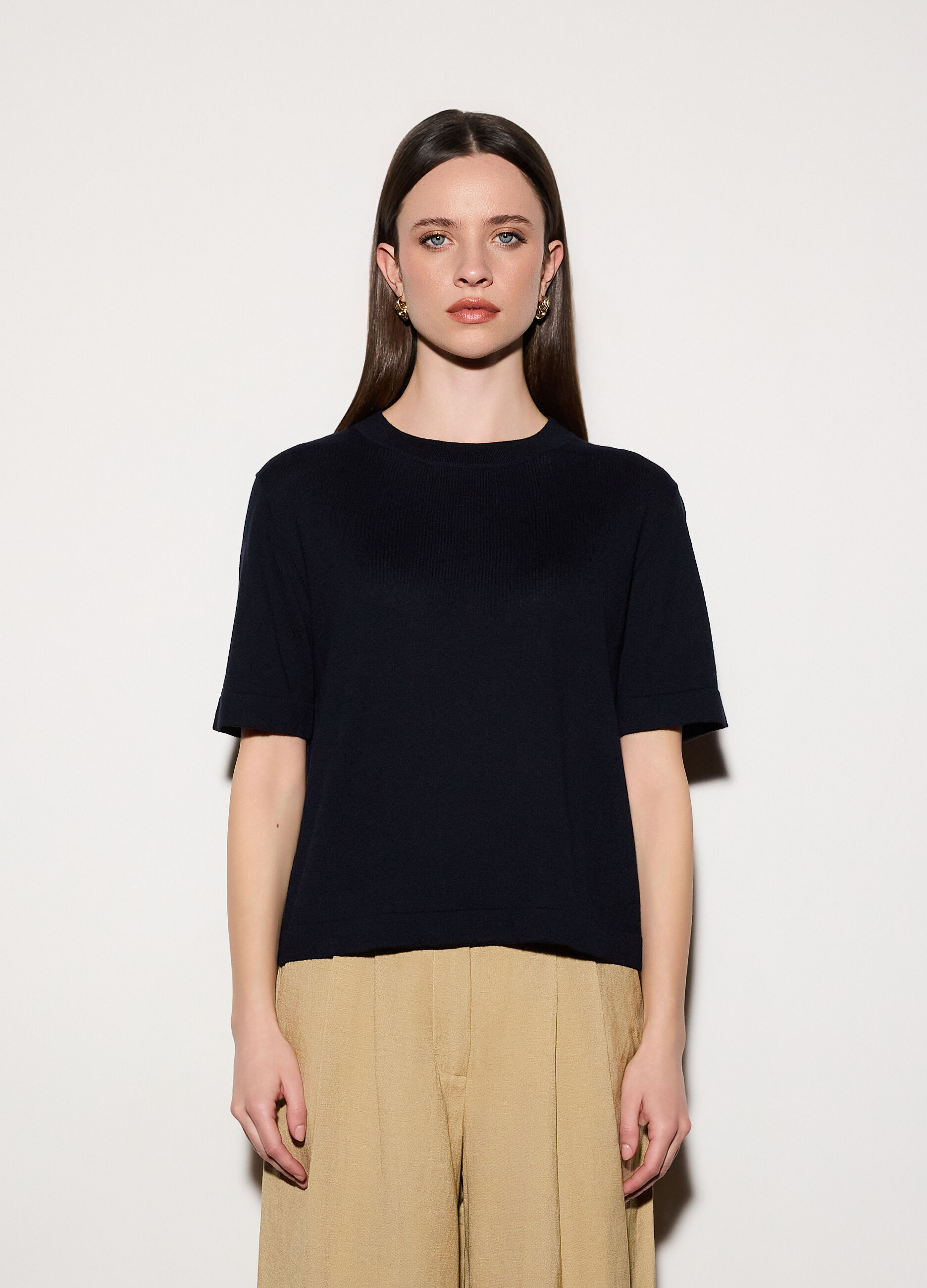 Maglia girocollo rasata donna_1