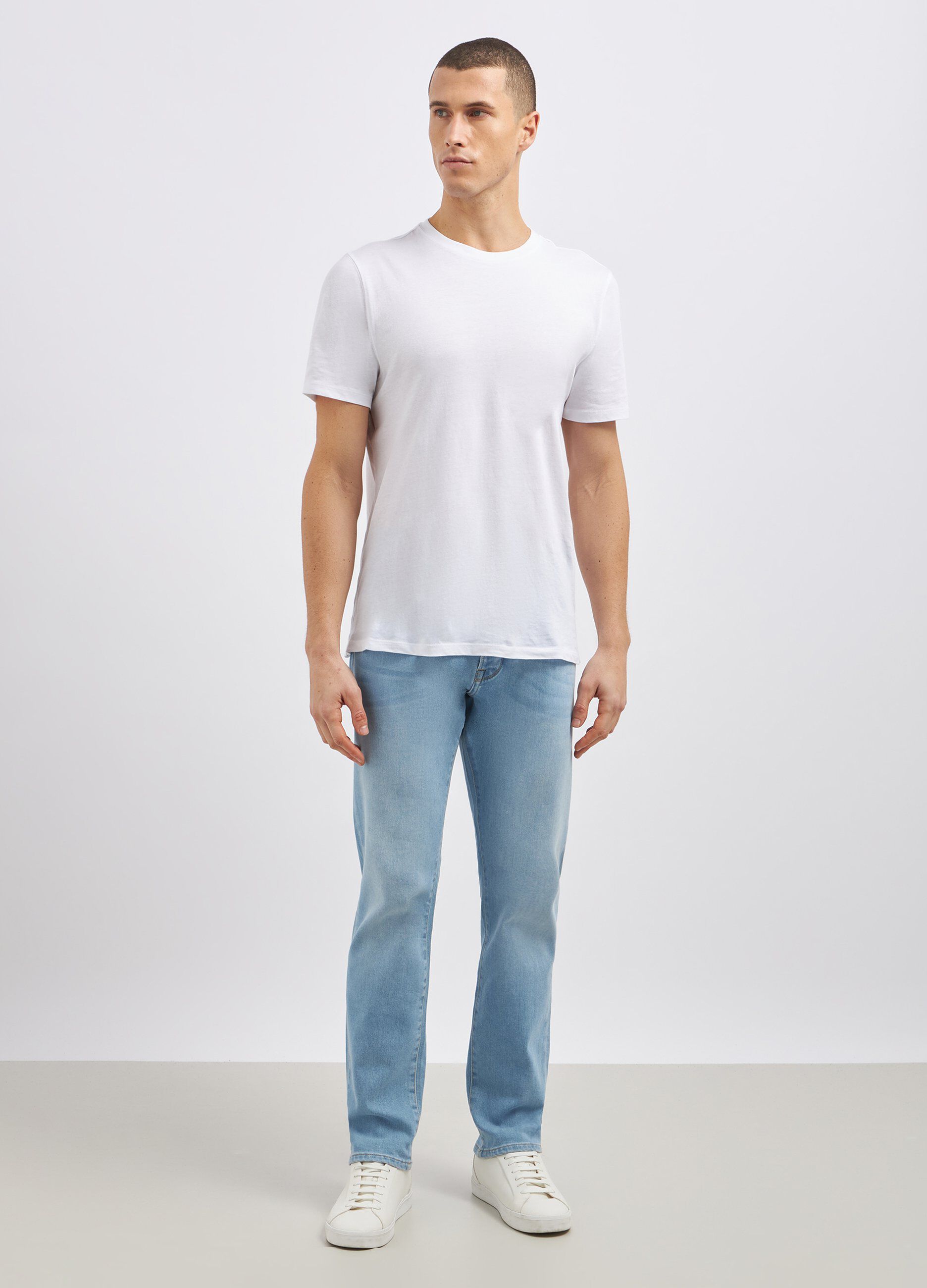 Pantaloni in denim di misto cotone uomo_0