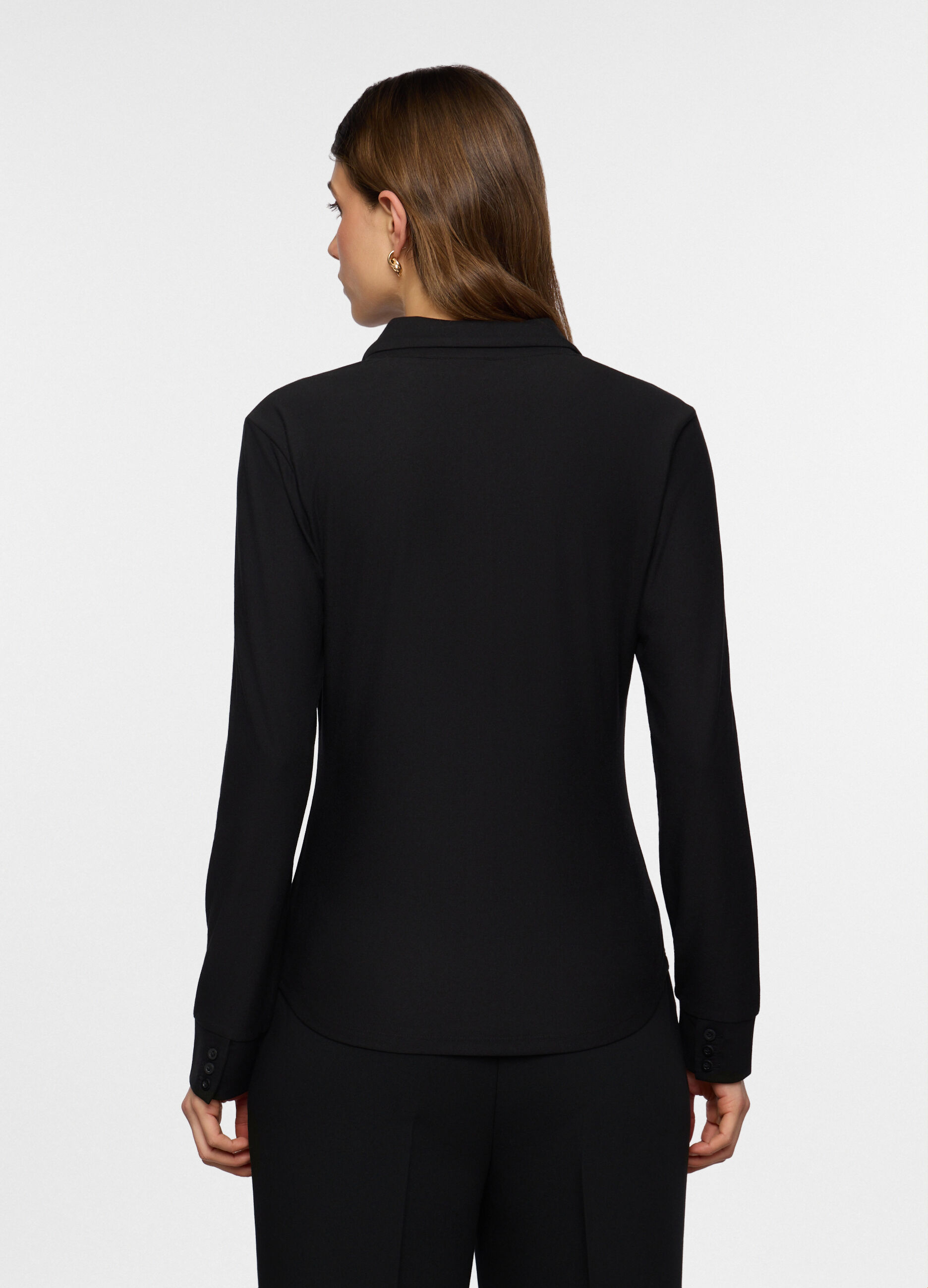 Camicia regular fit con colletto alla francese in jersey stretch donna_1
