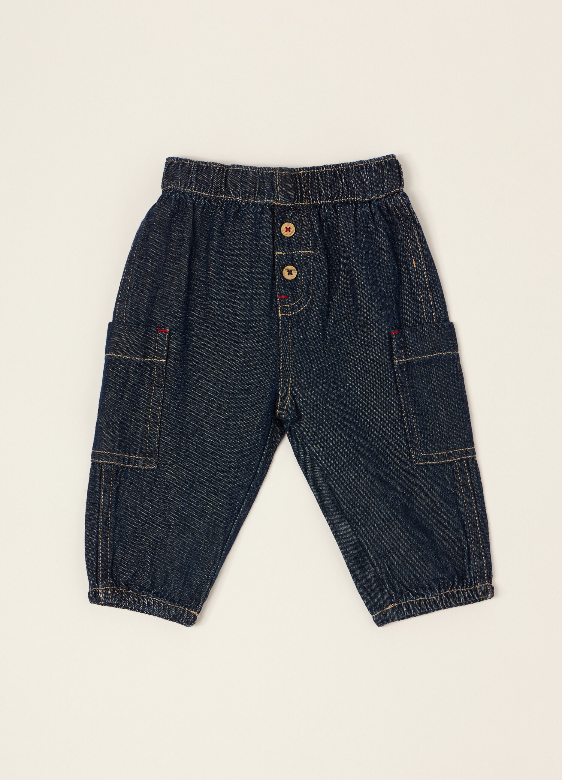 Pantaloni blu in puro cotone_0