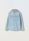 Camicia con cappuccio in denim di misto cotone ragazzo _0