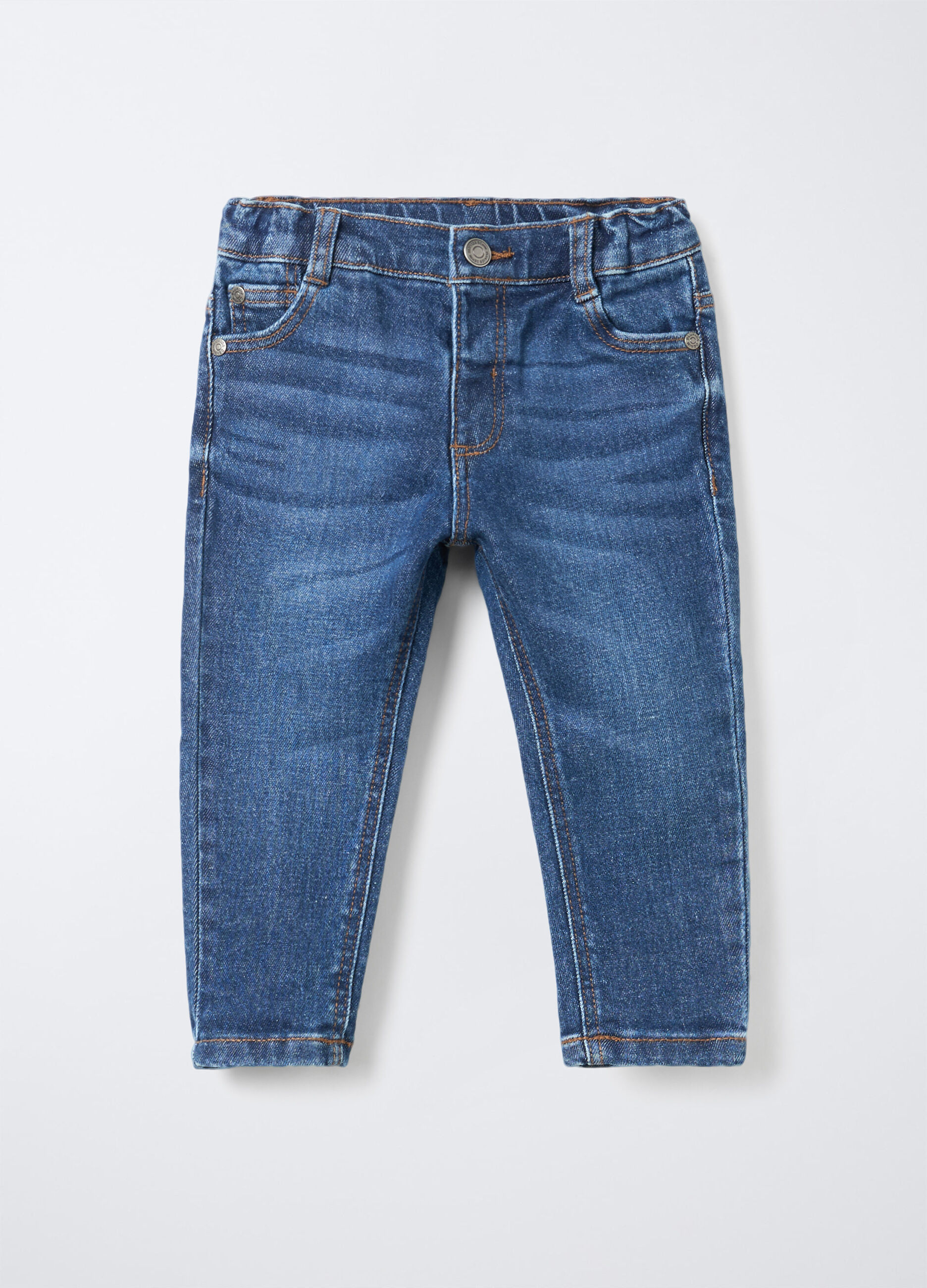 Pantaloni in denim di cotone stretch Straight Fit bimbo_0