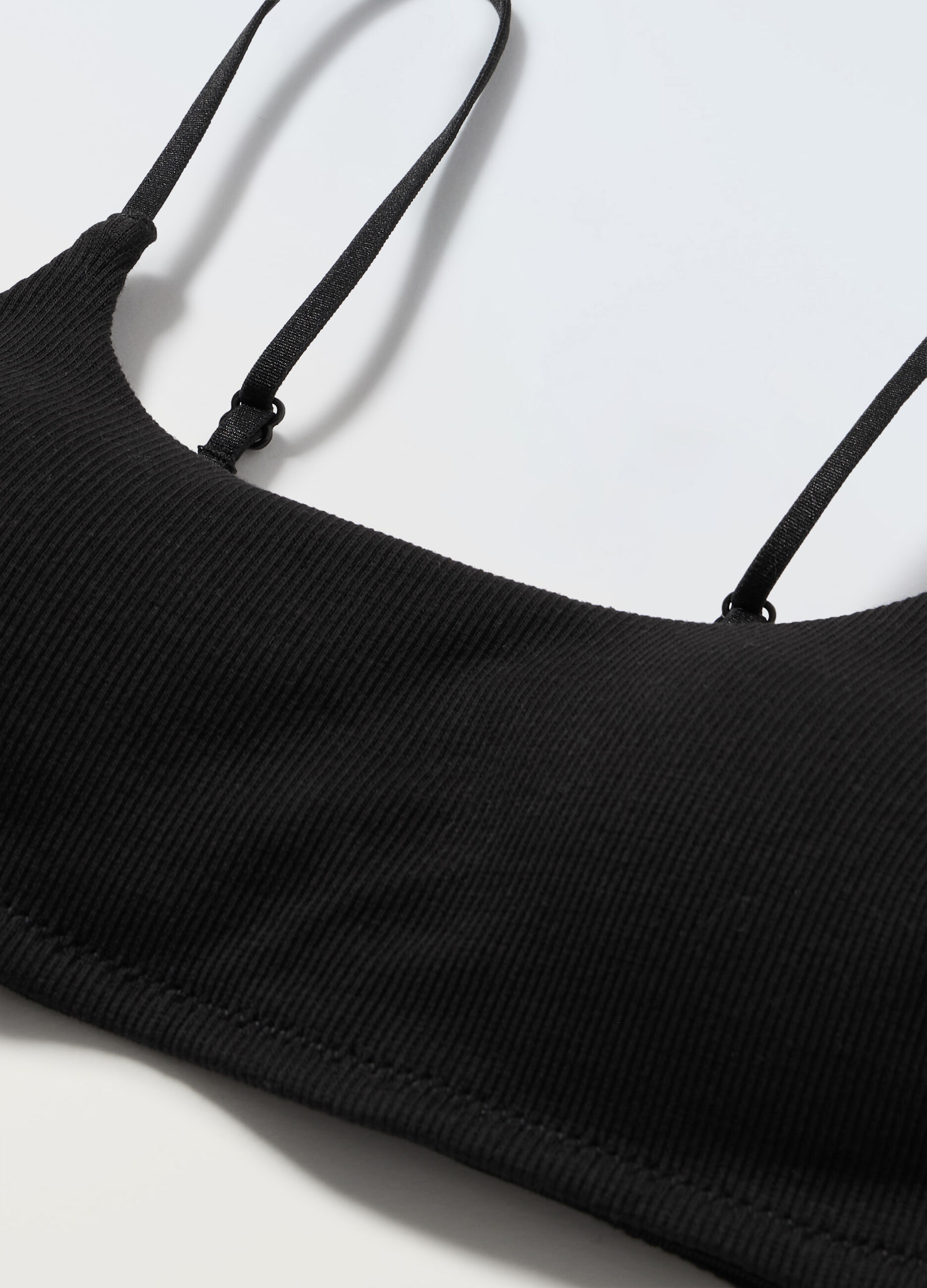Bralette imbottito in costina di cotone stretch ragazza_1