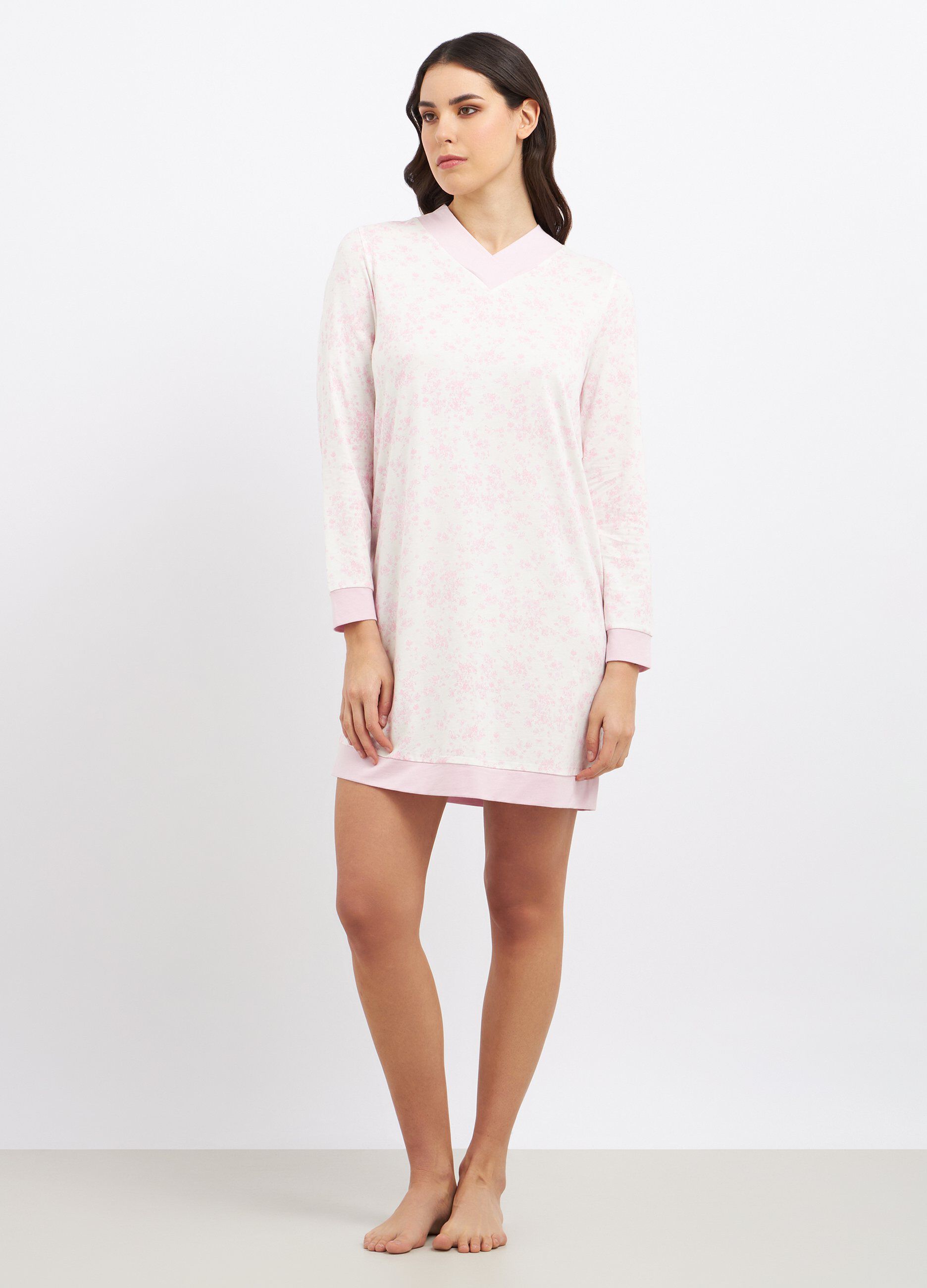 Camicia da notte in misto cotone donna_0