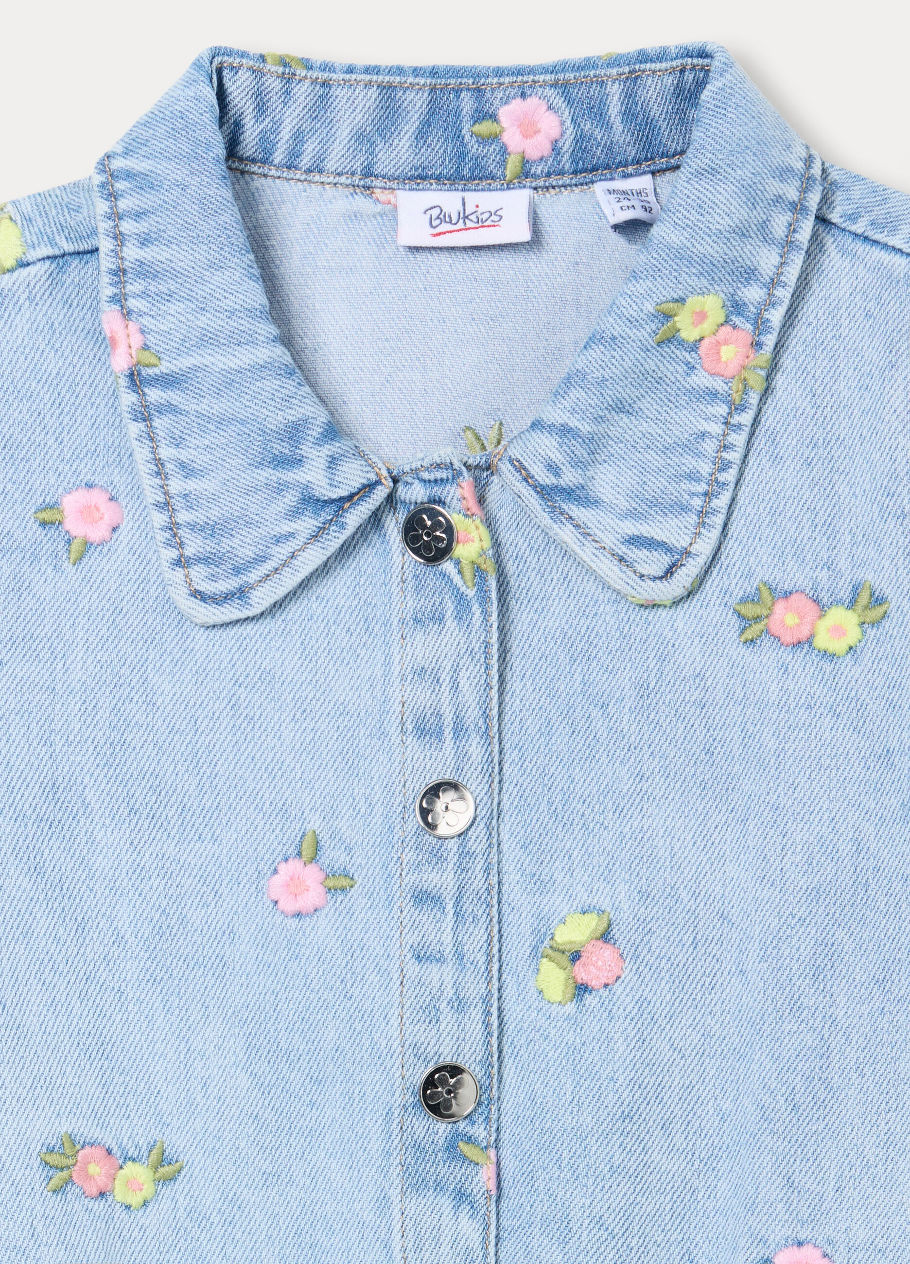 Camicia fit regular con colletto alla francese in denim di cotone bimba_1