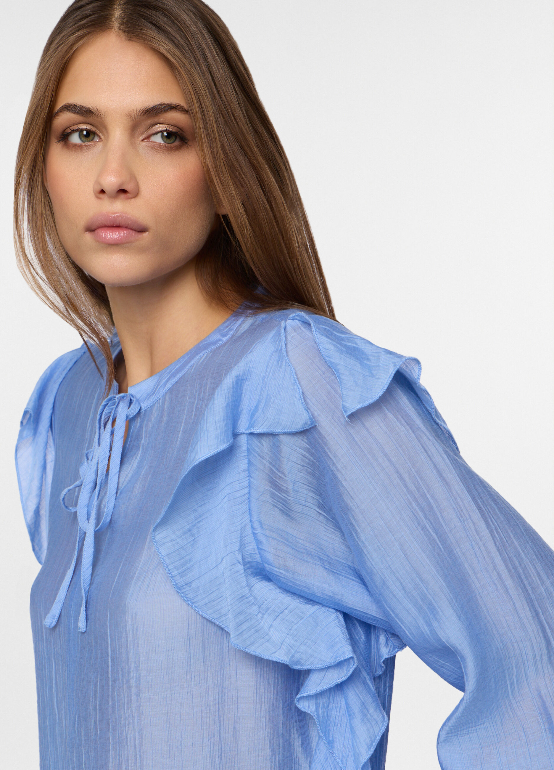 Camicia crepe con rouches donna_2