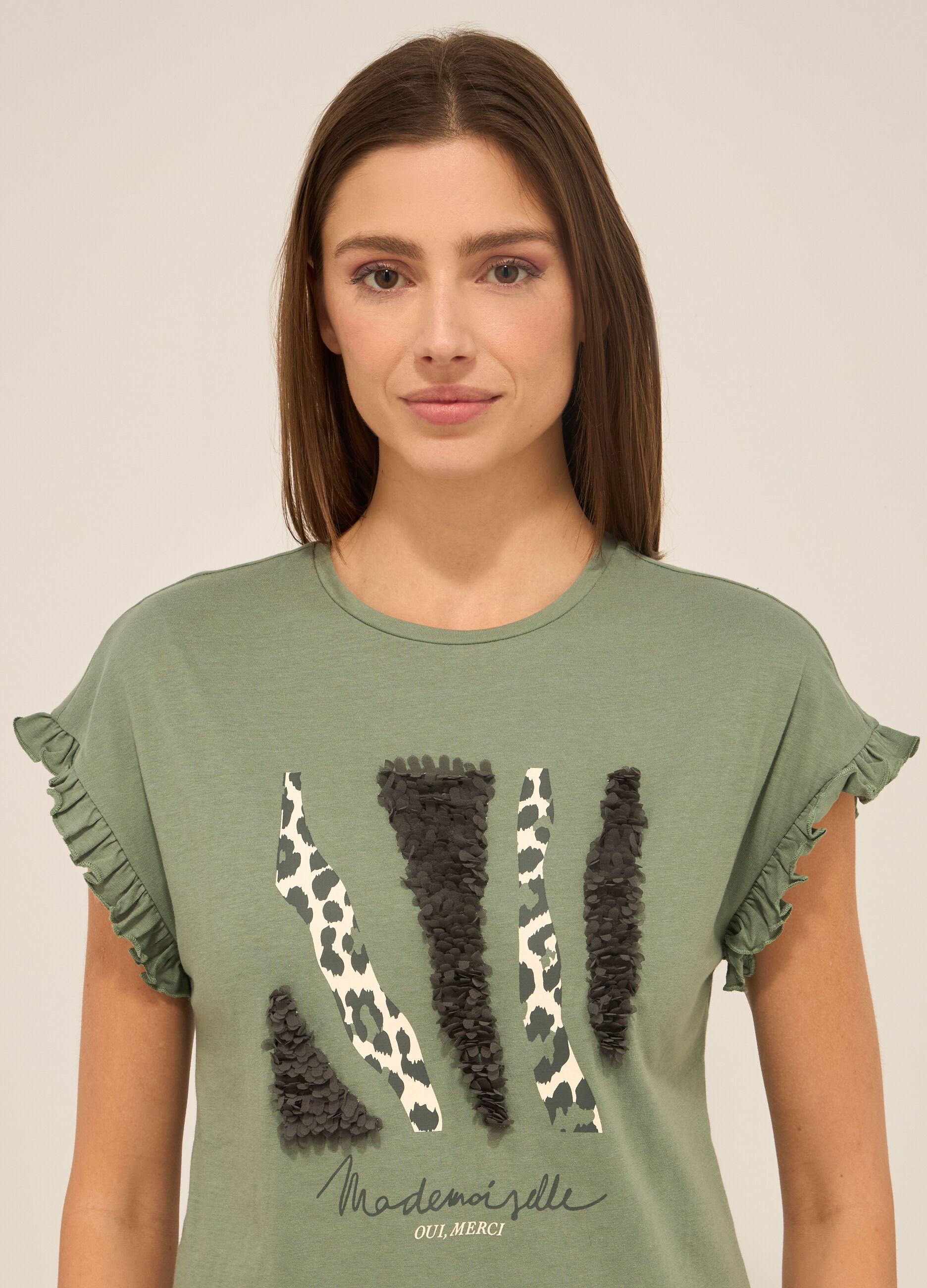 T-shirt smanicata in jersey di puro cotone donna_2