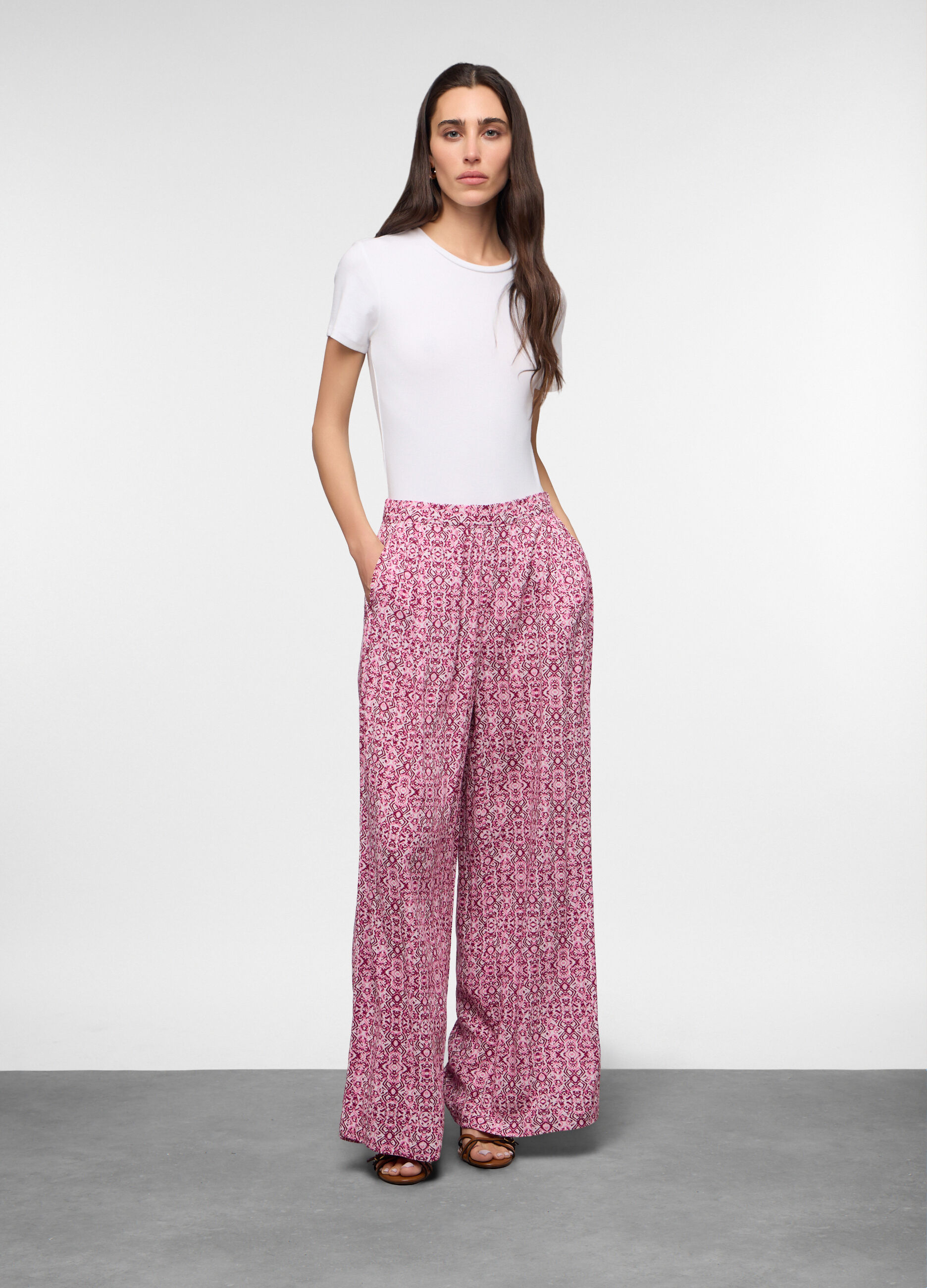 Pantaloni Fit Straight in pura viscosa donna_0