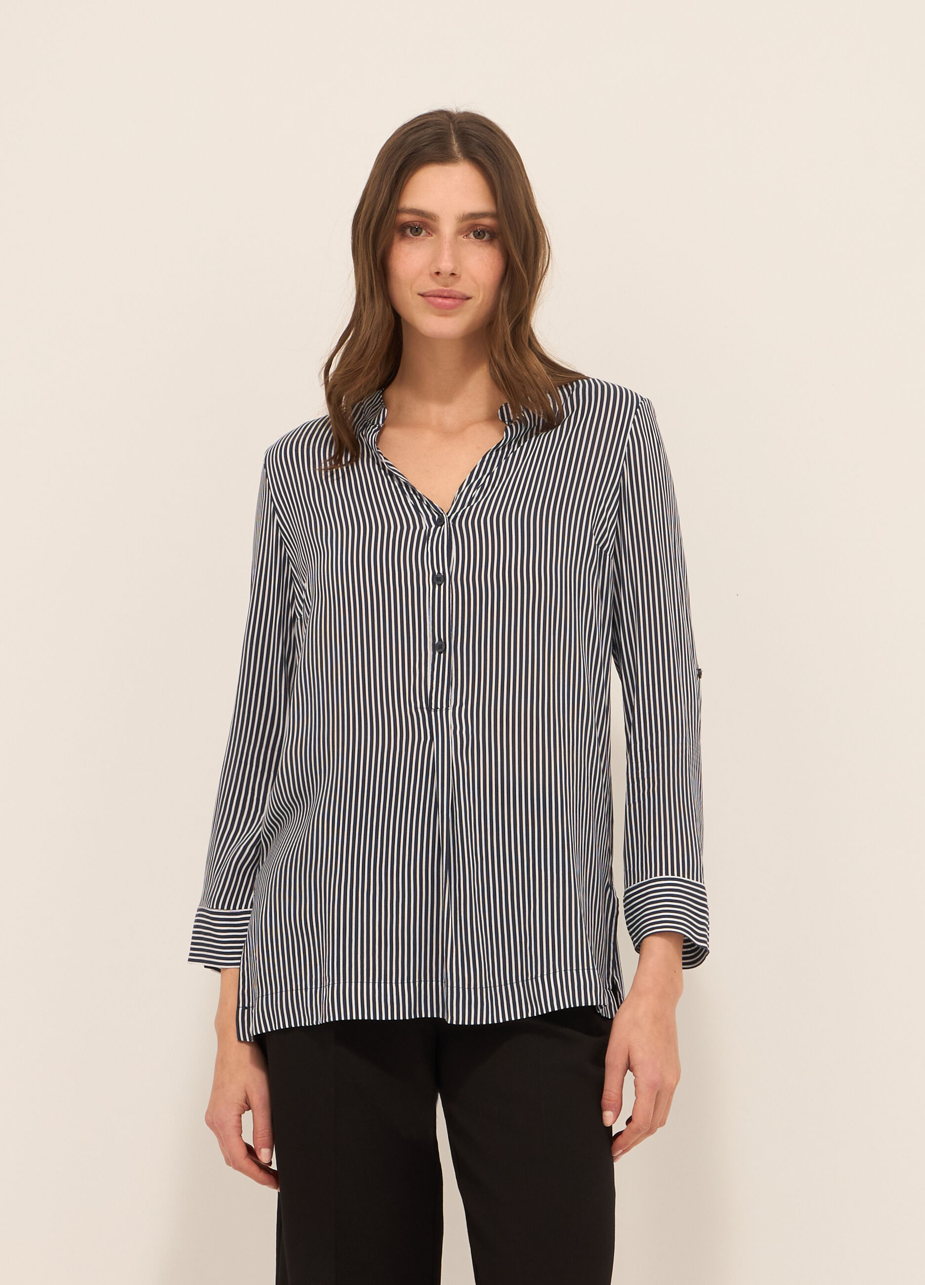 Blusa a righe in pura viscosa donna