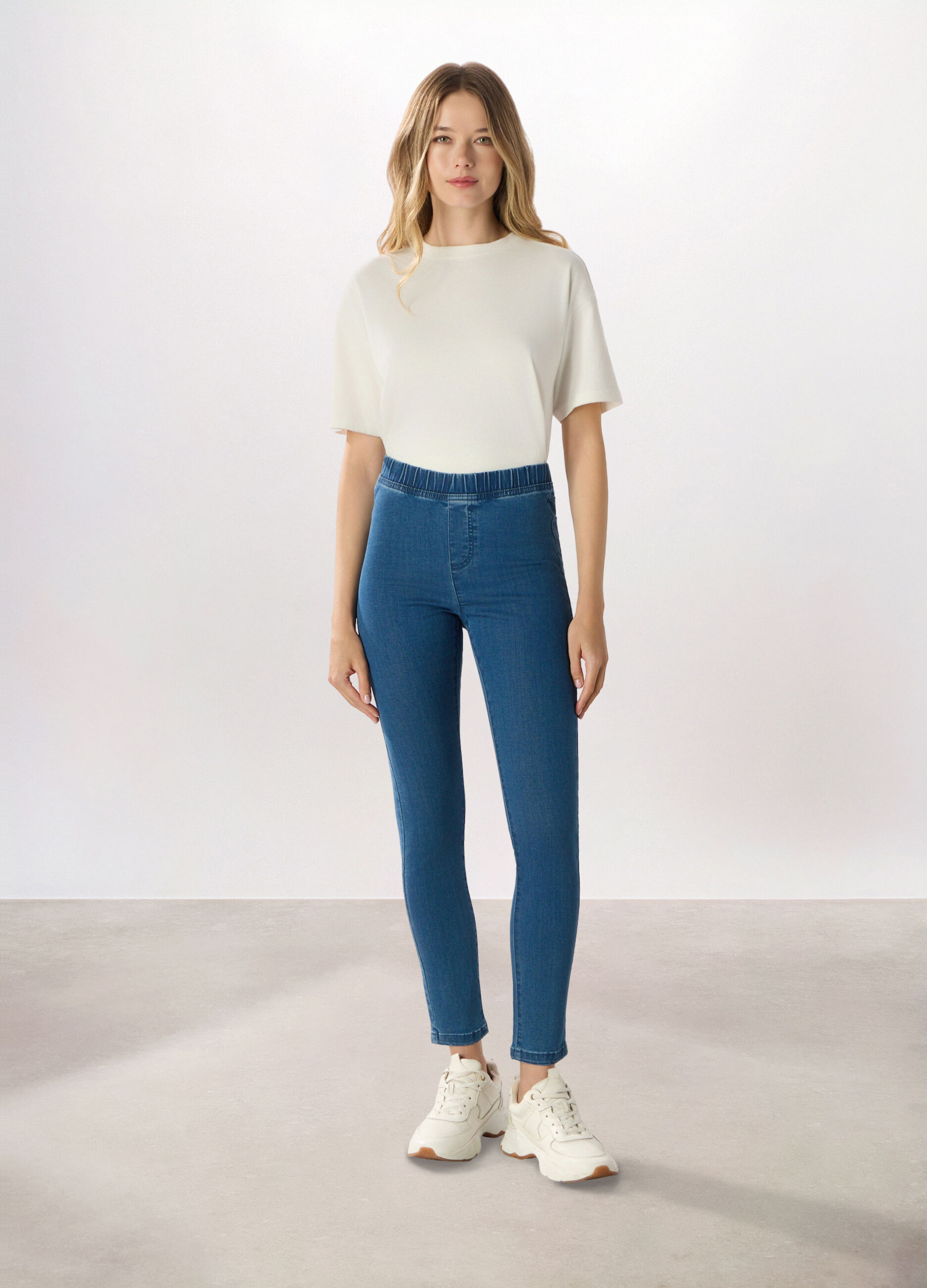 Jeggings in denim misto cotone stretch donna_0