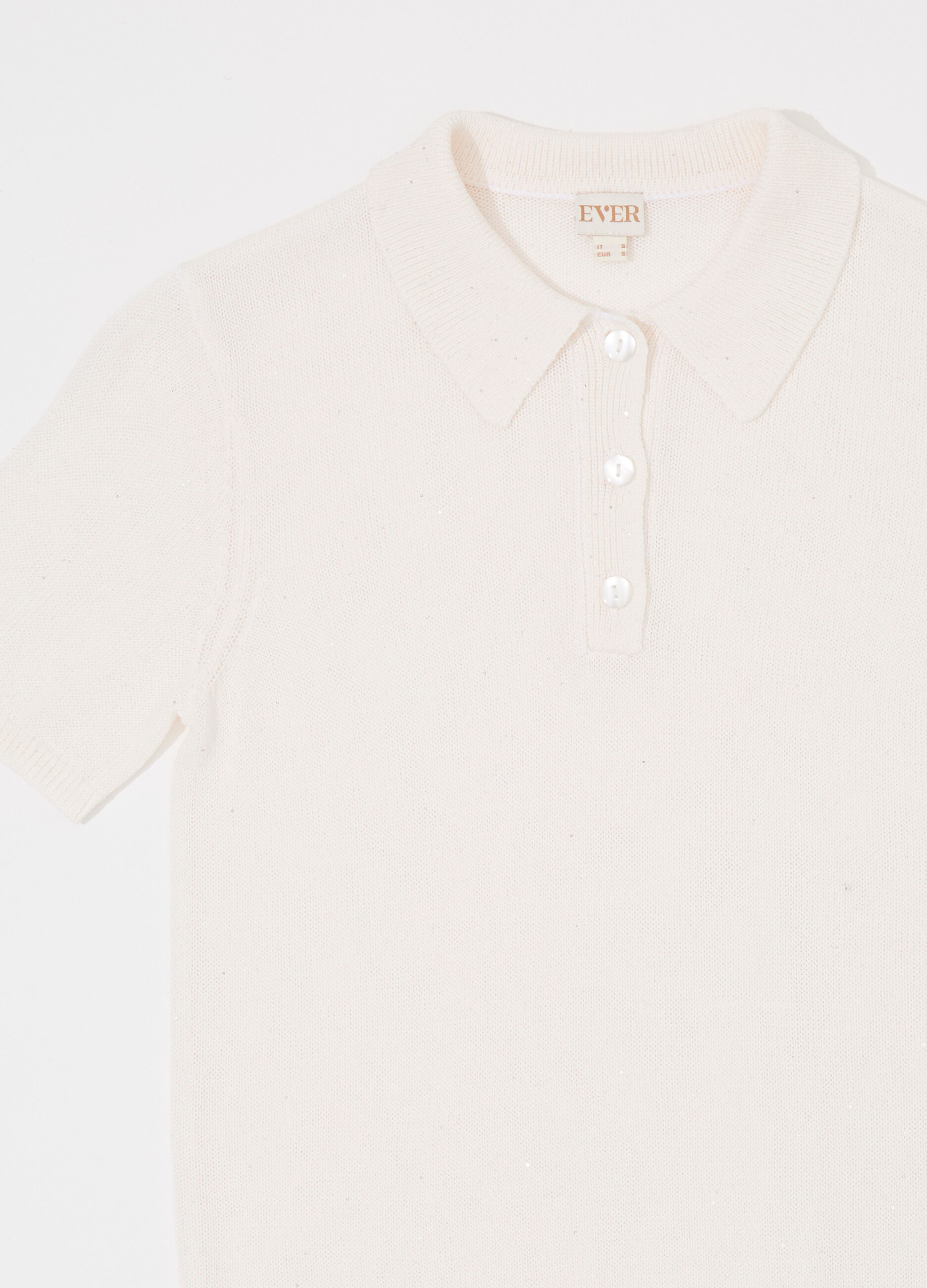 Polo in tricot a maniche corte con paillettes donna_6