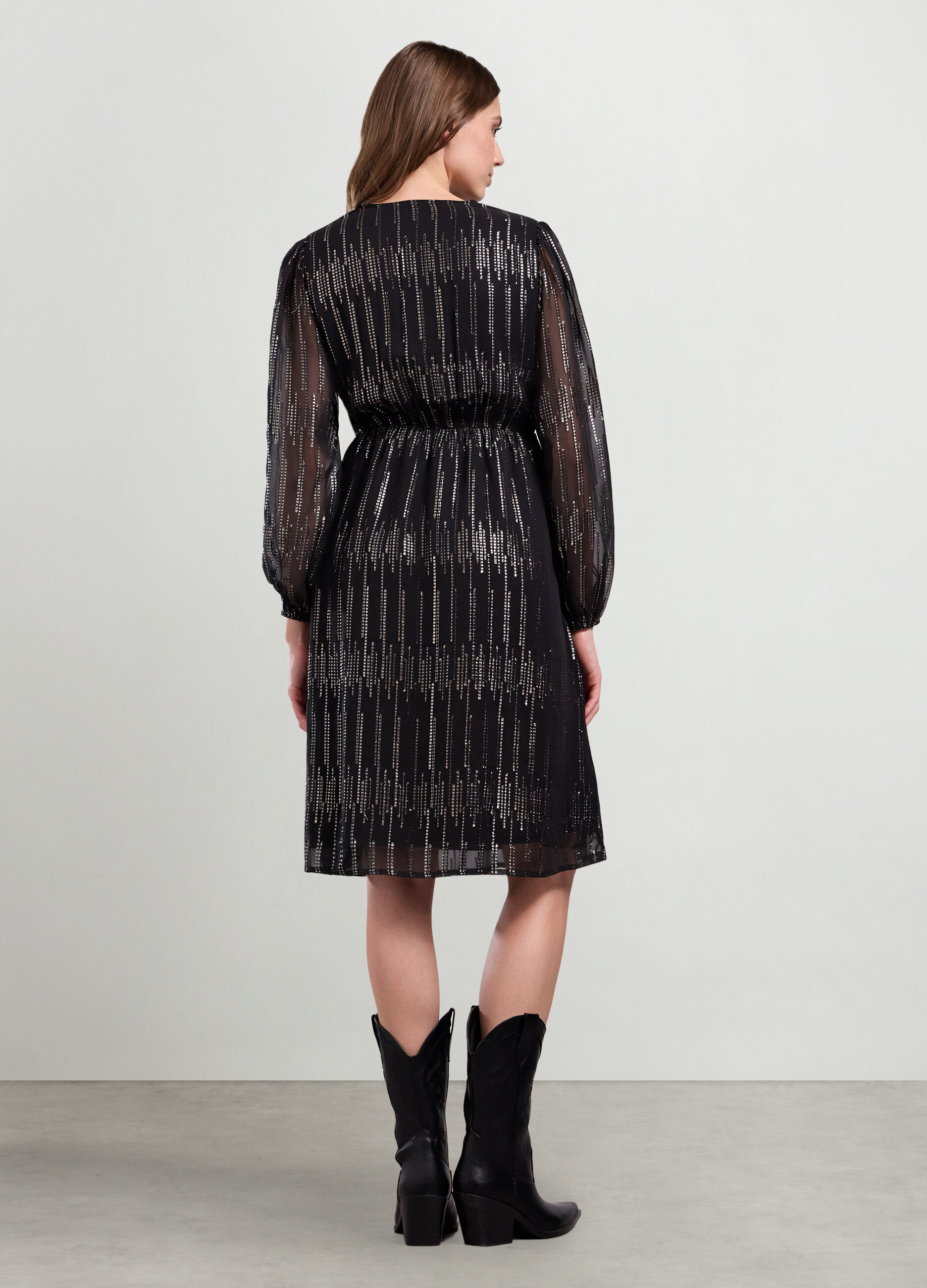Abito con lavorazione in filo lurex donna_1