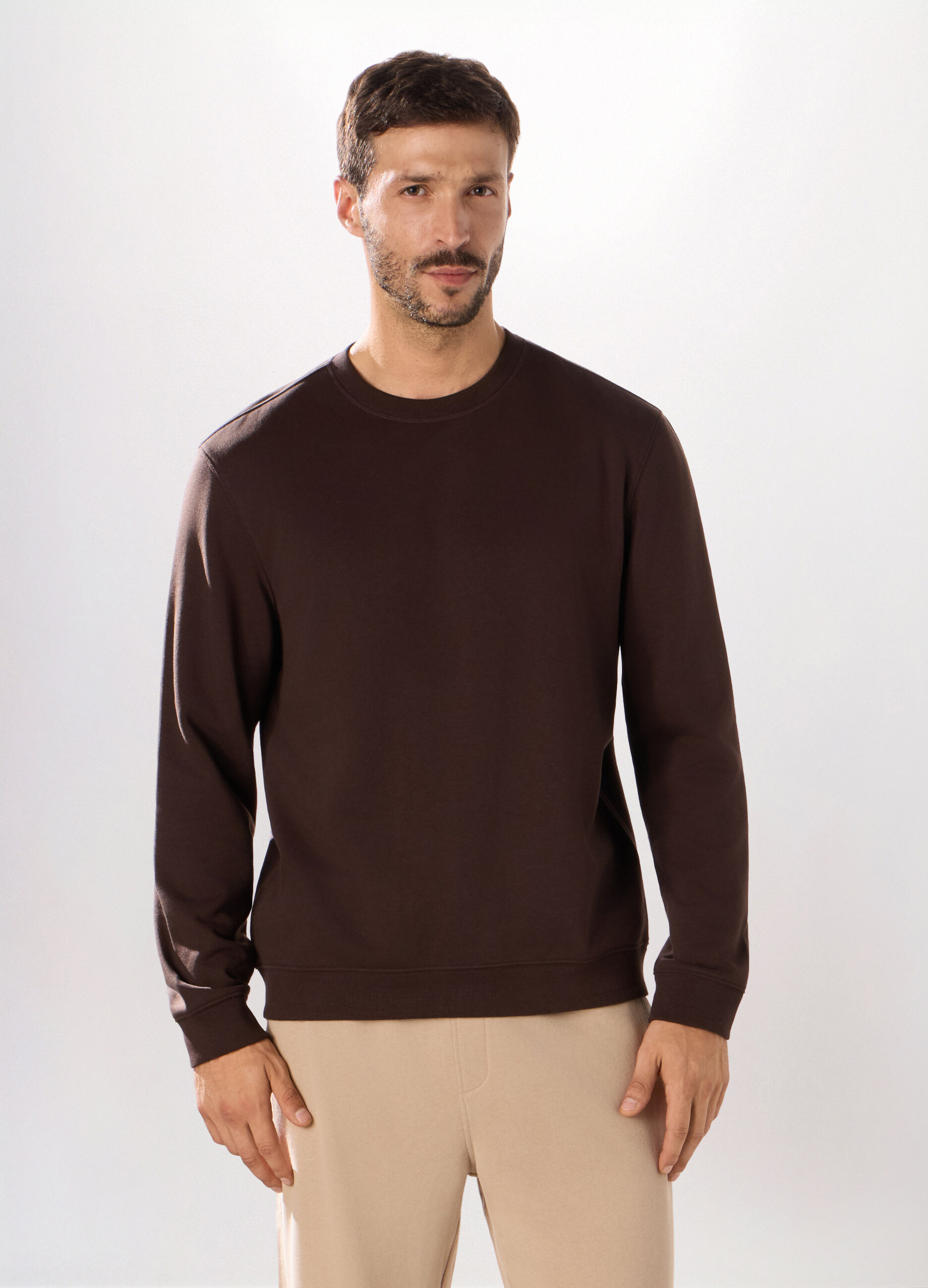 Felpa girocollo in misto cotone uomo_0