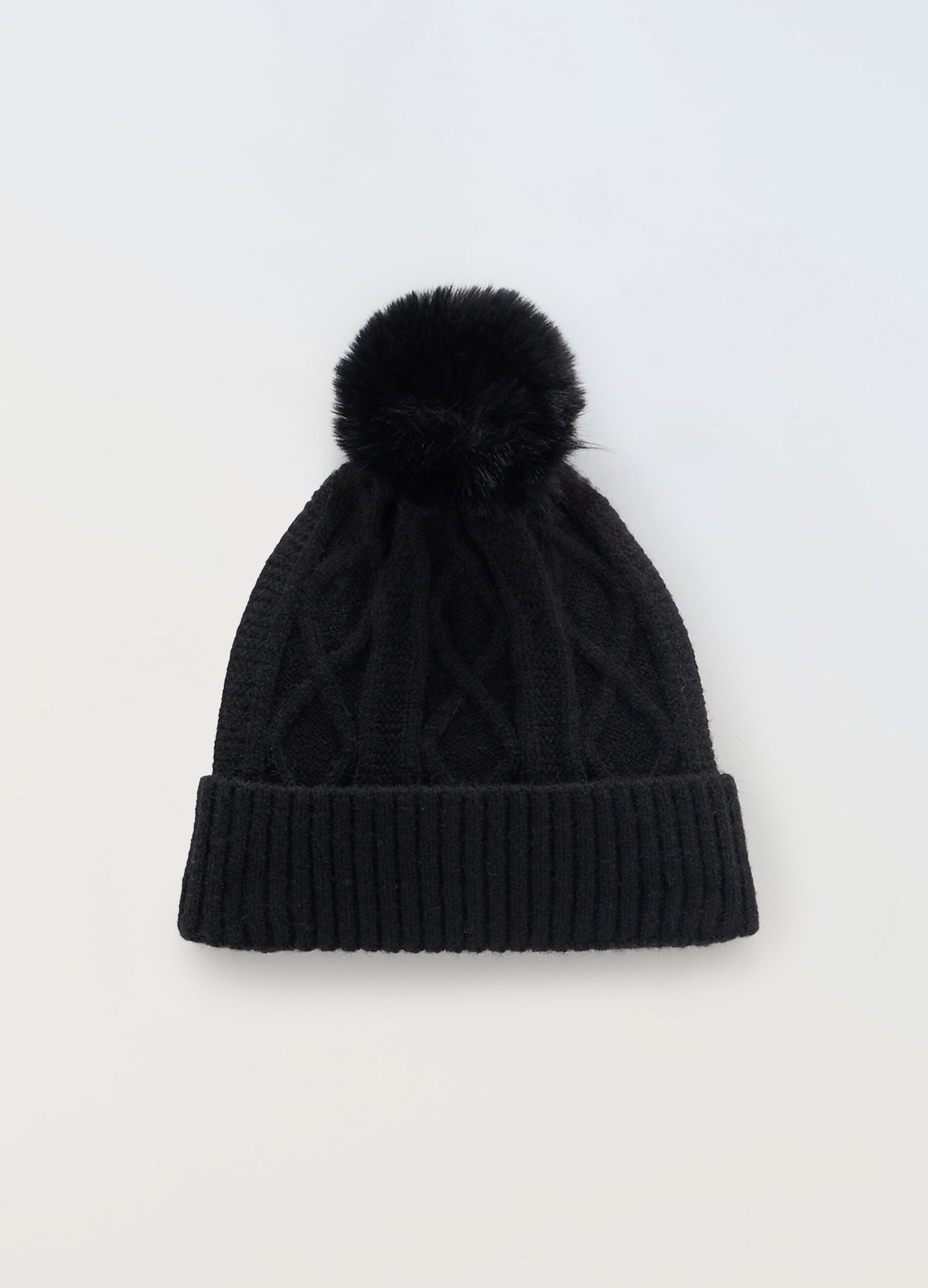 Berretto tricot con pom pon donna_0