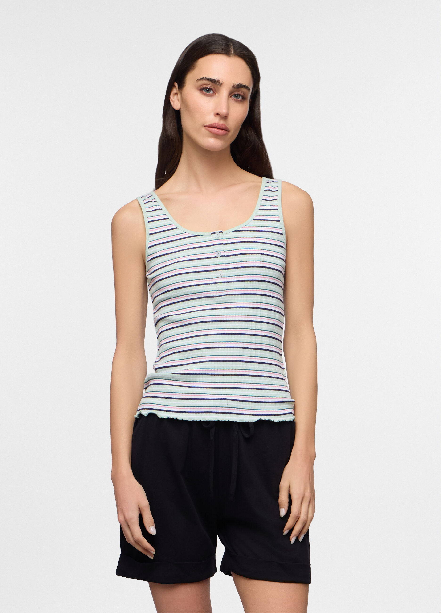 Canotta fitted in costina stretch donna