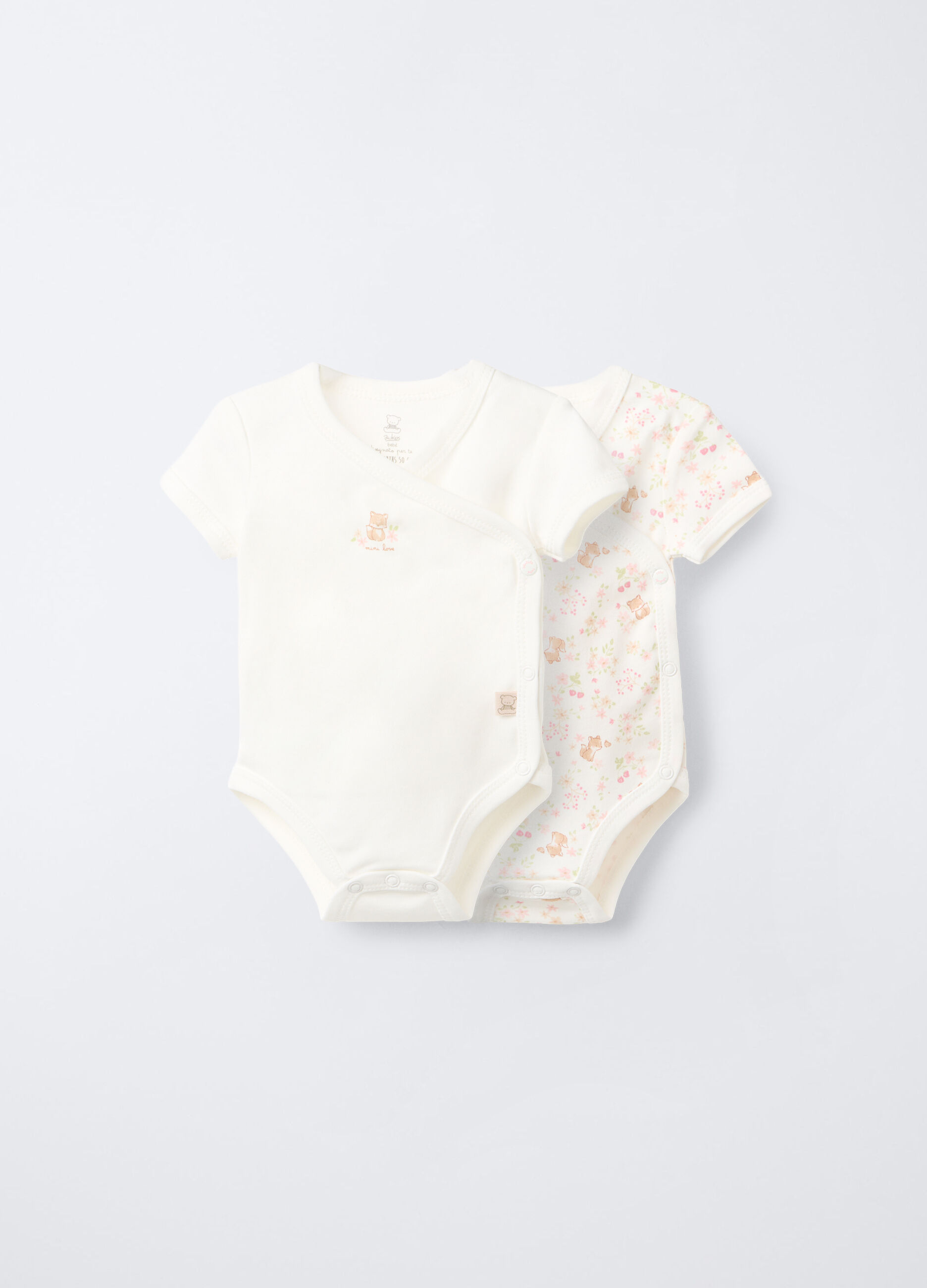 Pack 2 body incrociati in interlock di puro cotone neonata_0