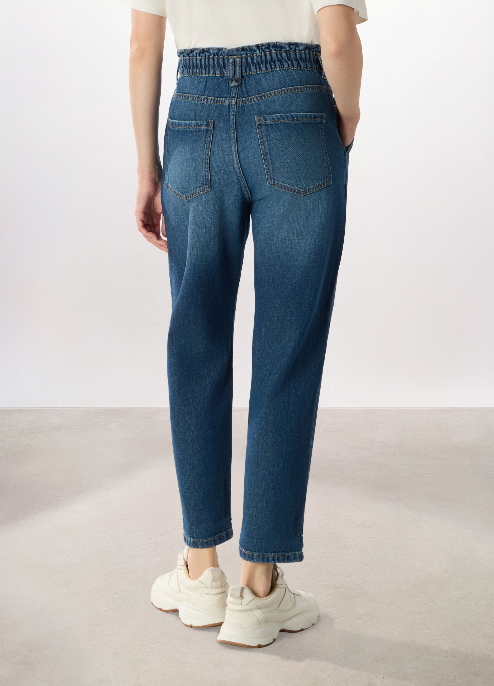 Pantaloni in denim di puro cotone donna_1