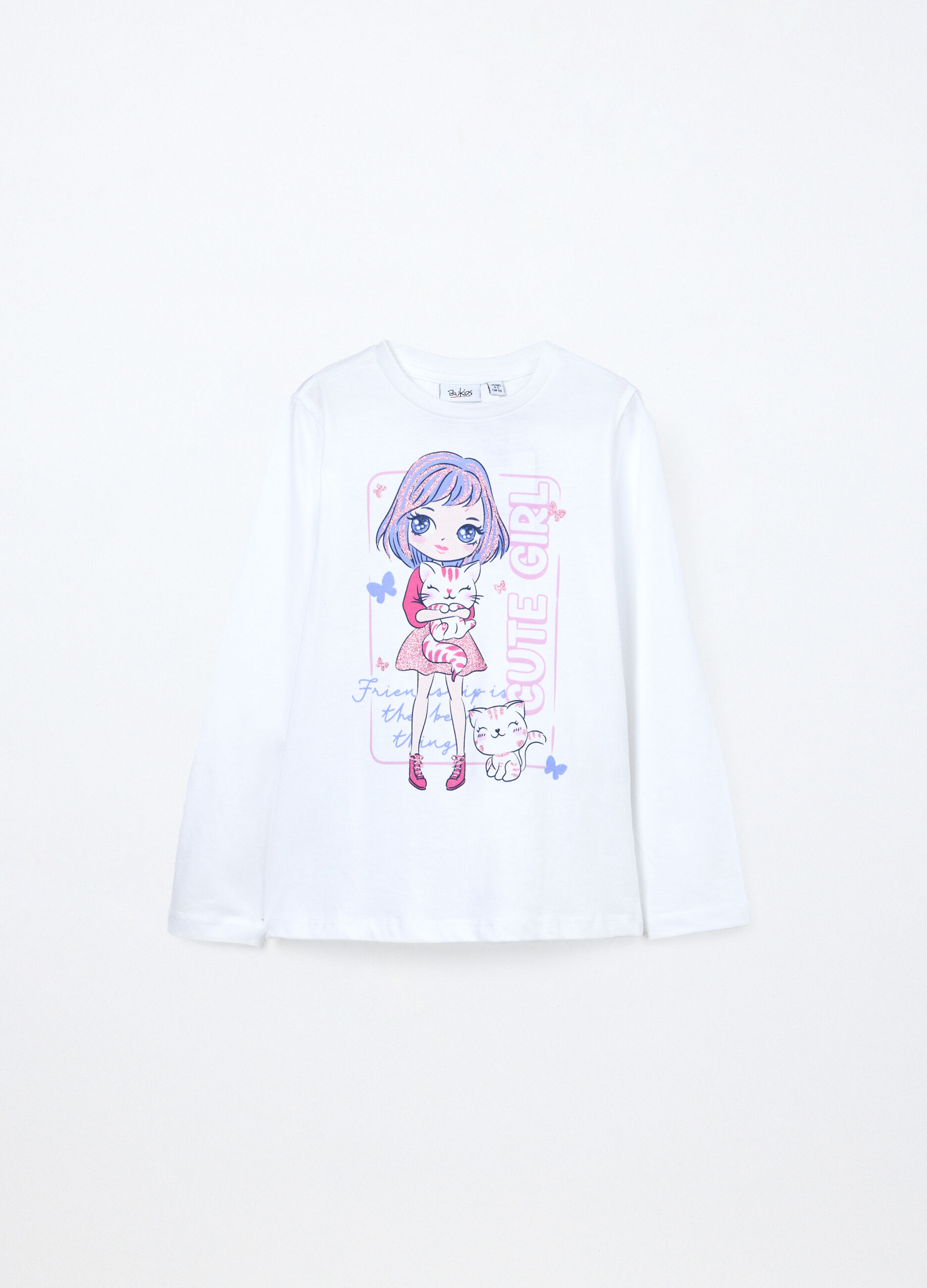 T-shirt in jersey di puro cotone bambina_0