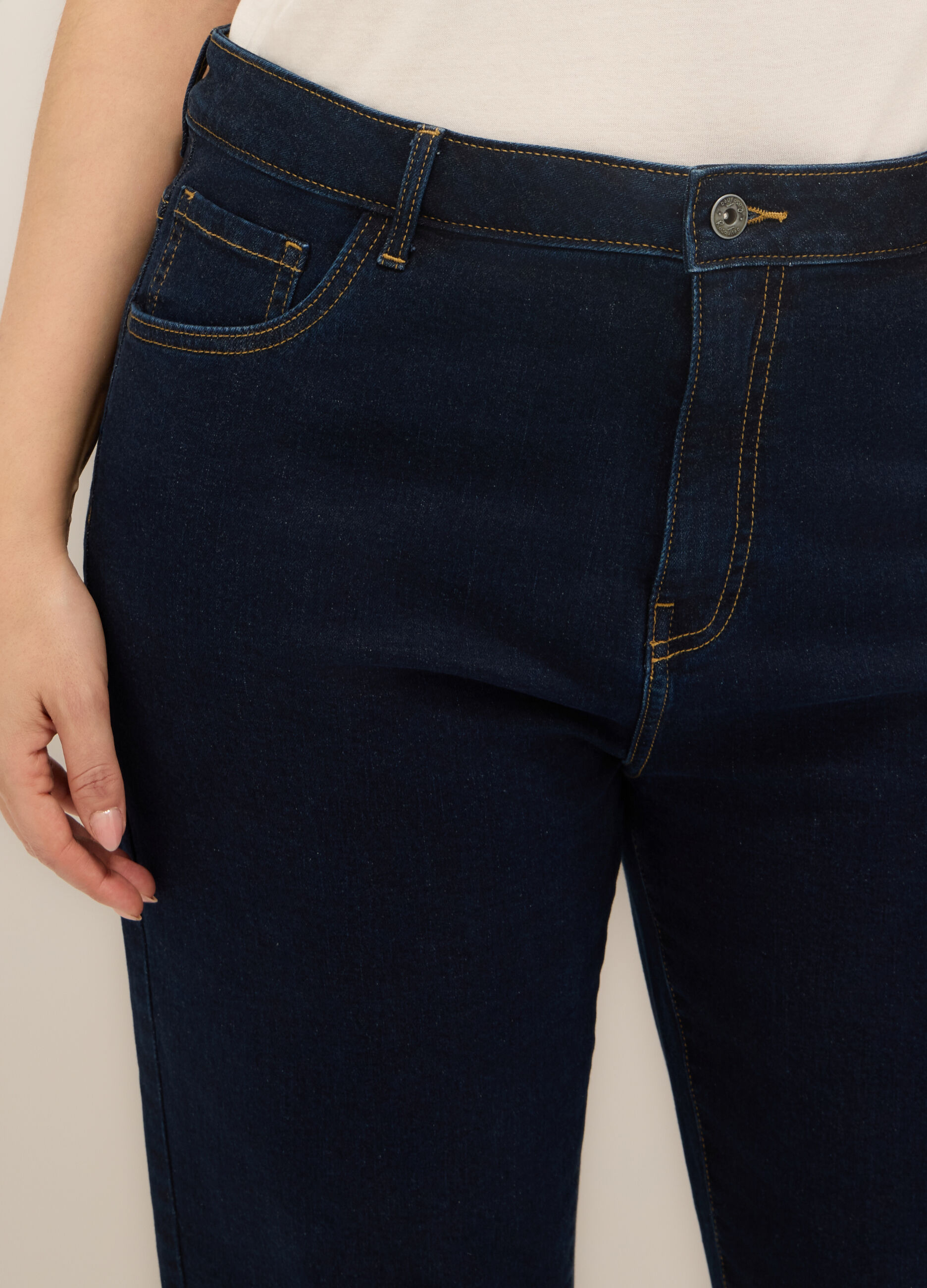 Pantaloni in denim di cotone stretch donna curvy_2
