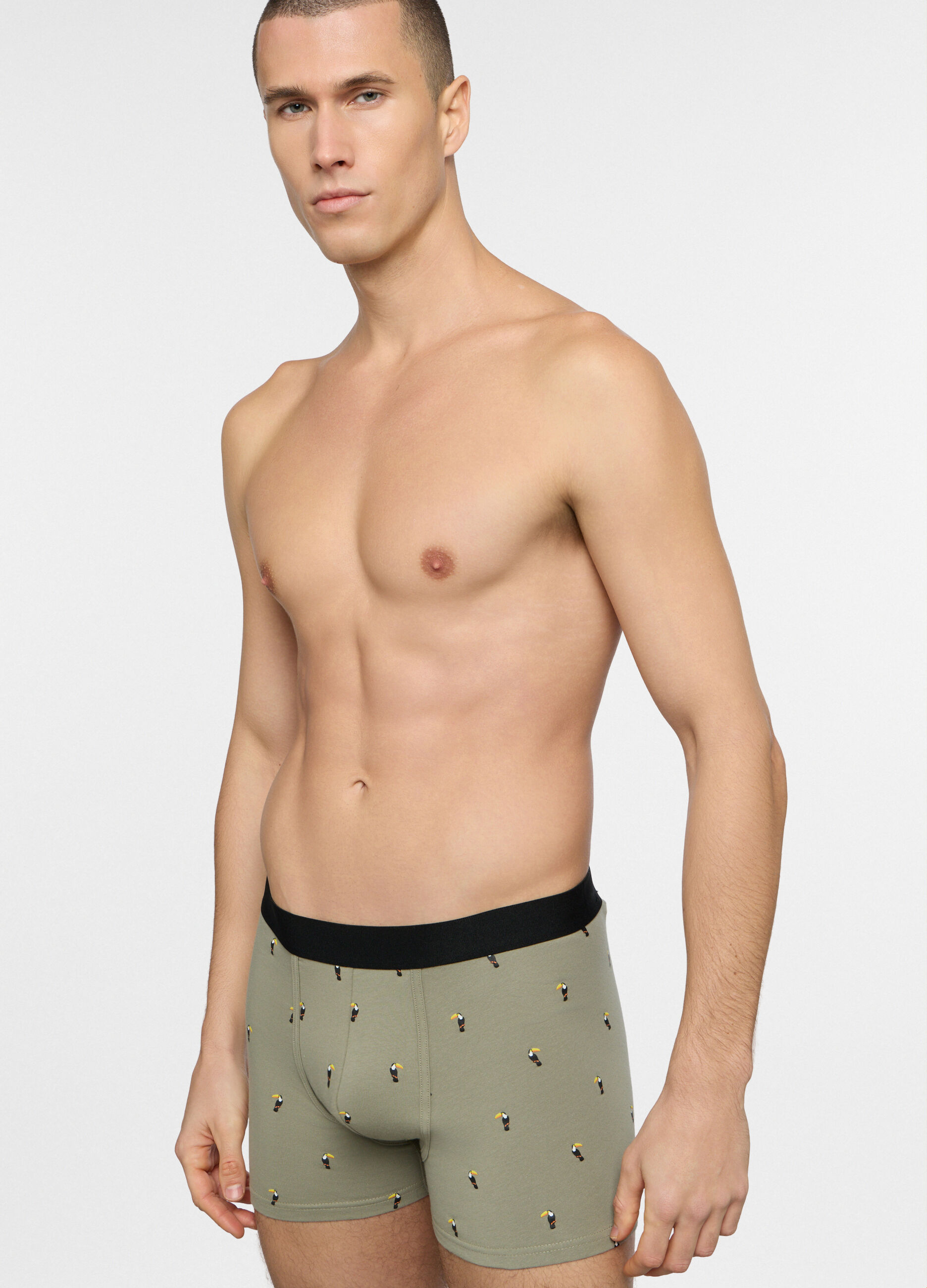 Boxer lunghi in jersey con stampa tropicale uomo_2