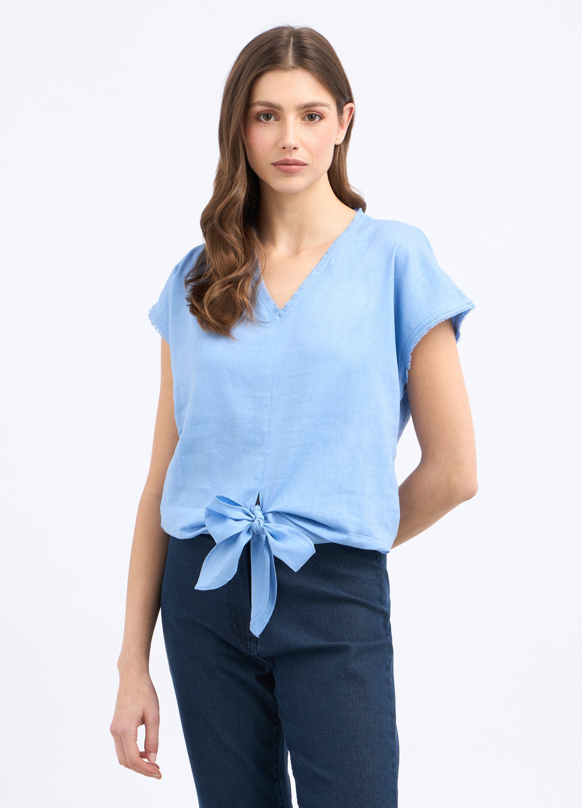 T-shirt in misto lino donna_0