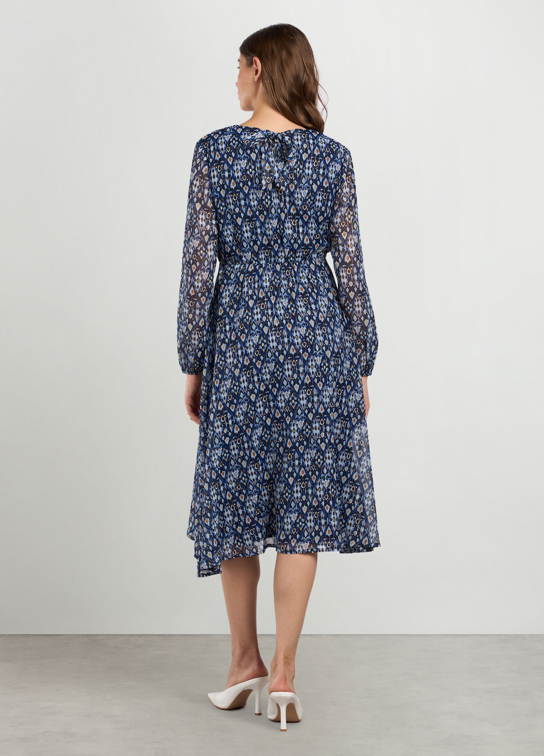 Abito lungo chiffon con stampa donna_1