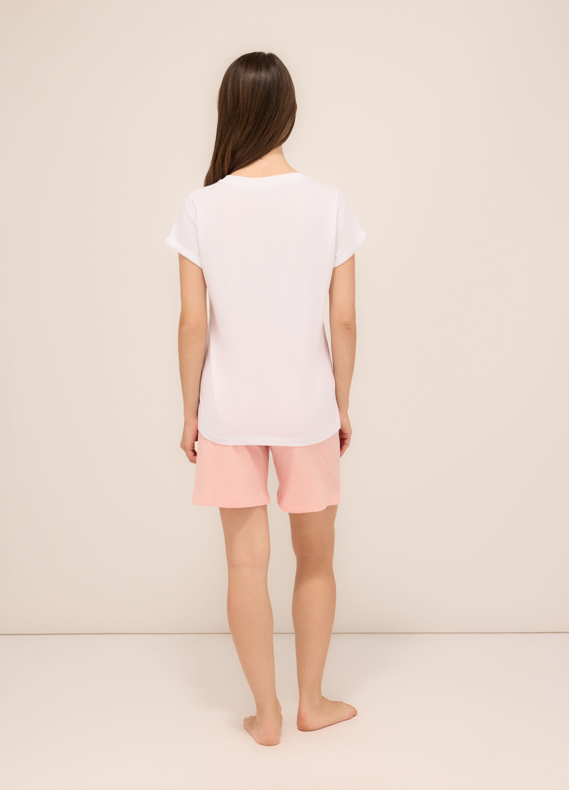 Set pigiama corto in jersey di puro cotone donna