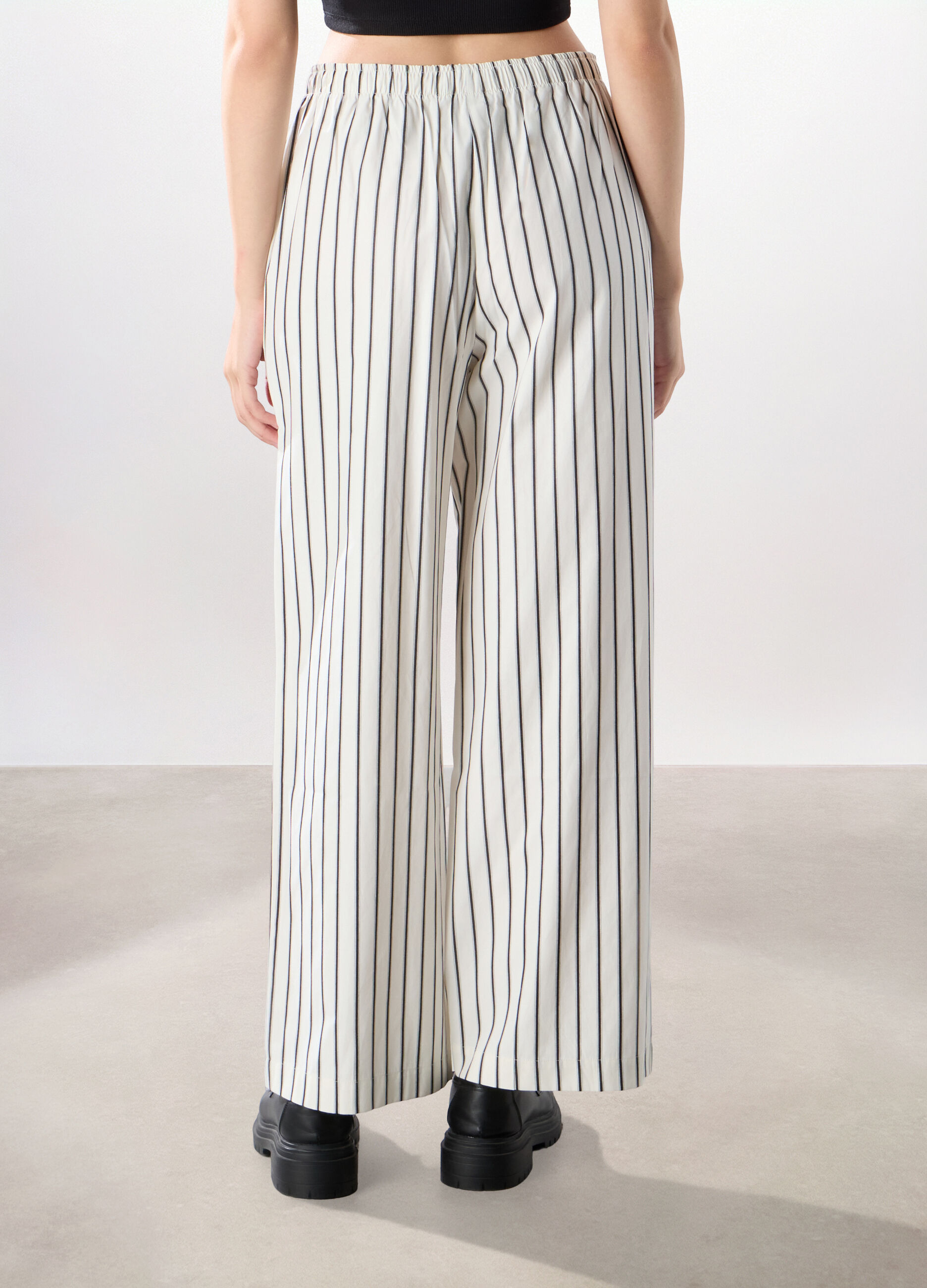 Pantaloni wide leg a righe donna_1