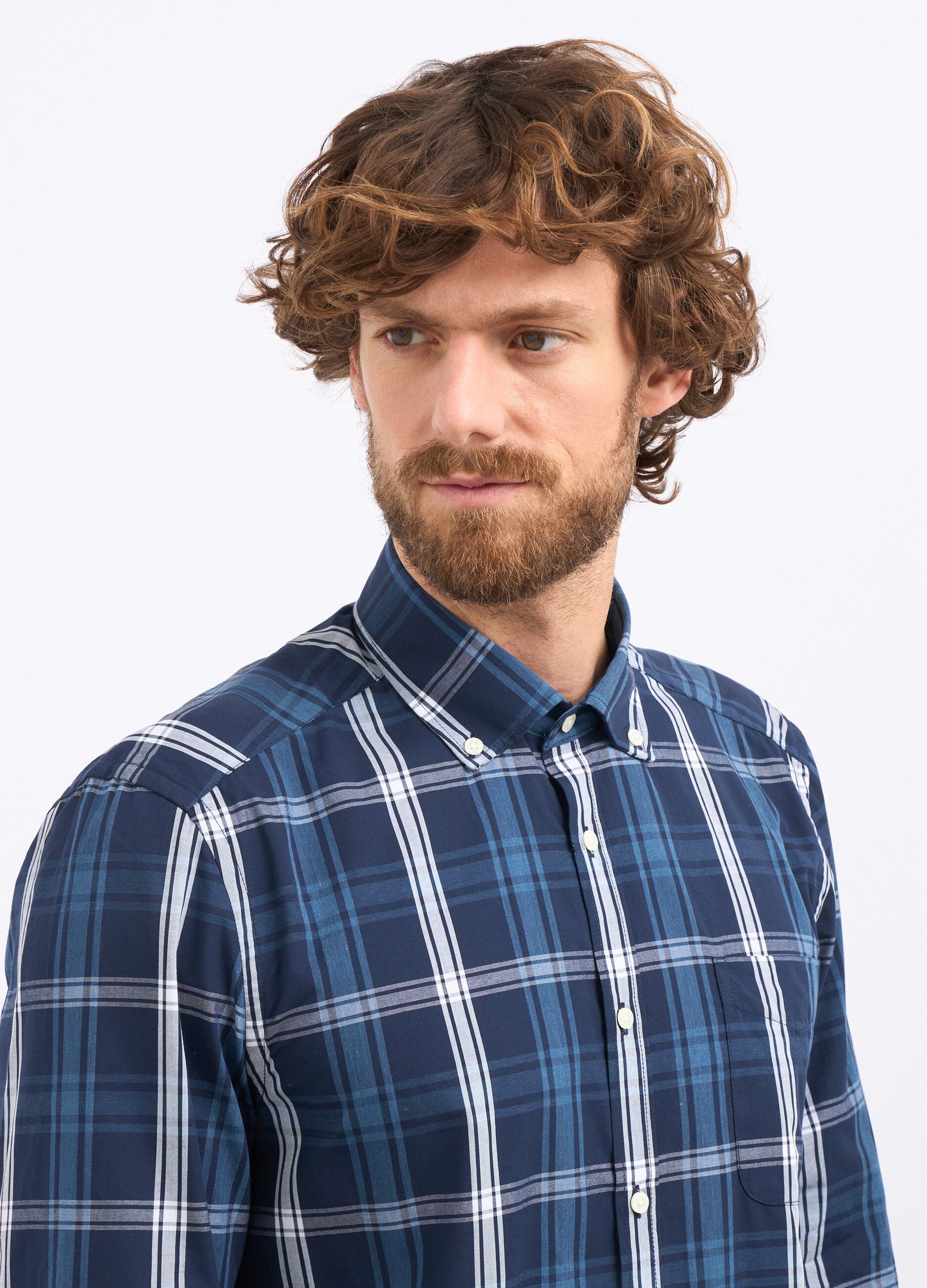 Camicia a quadri in misto cotone uomo_2