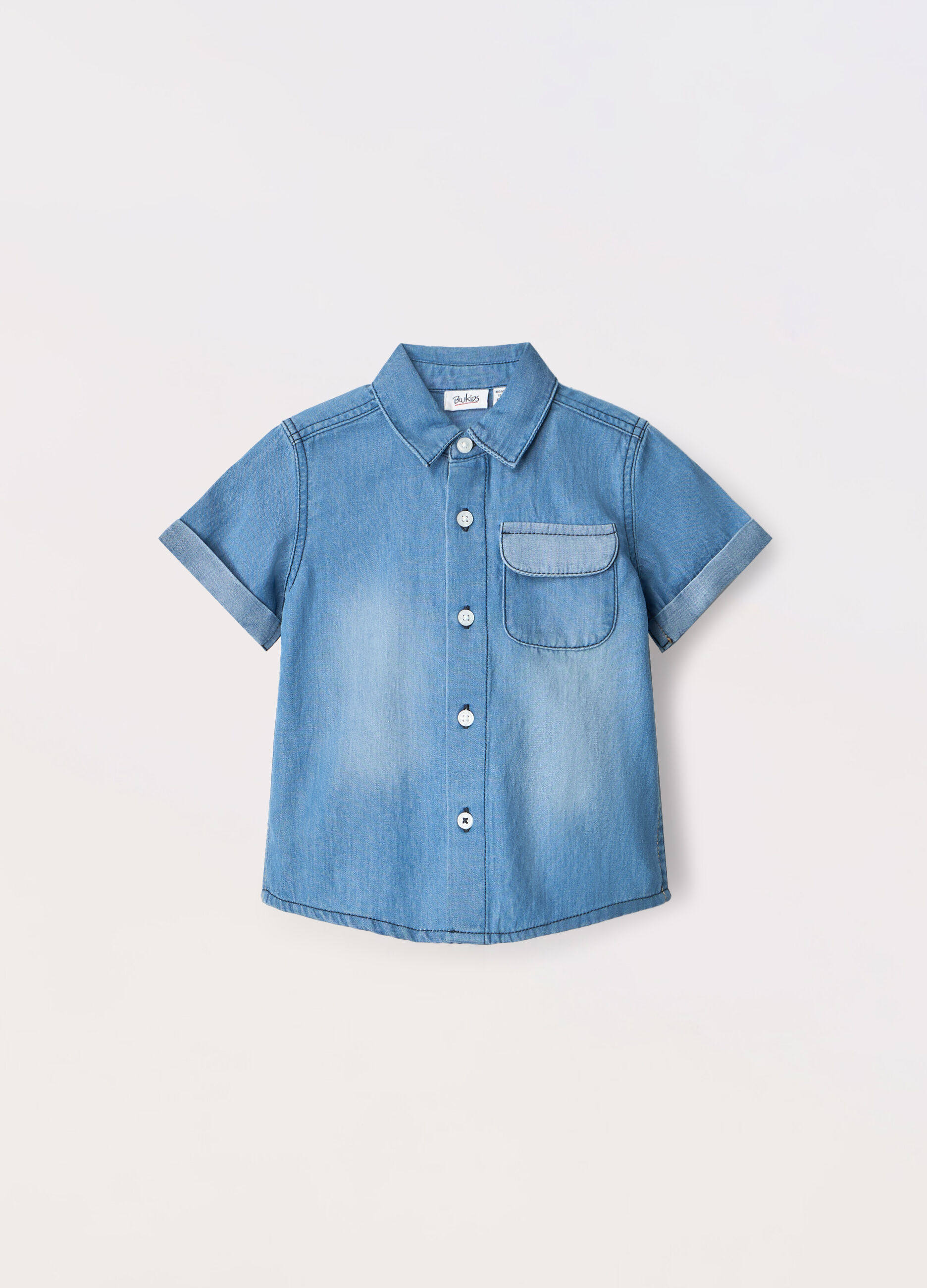 Camicia in denim di puro cotone neonato_0