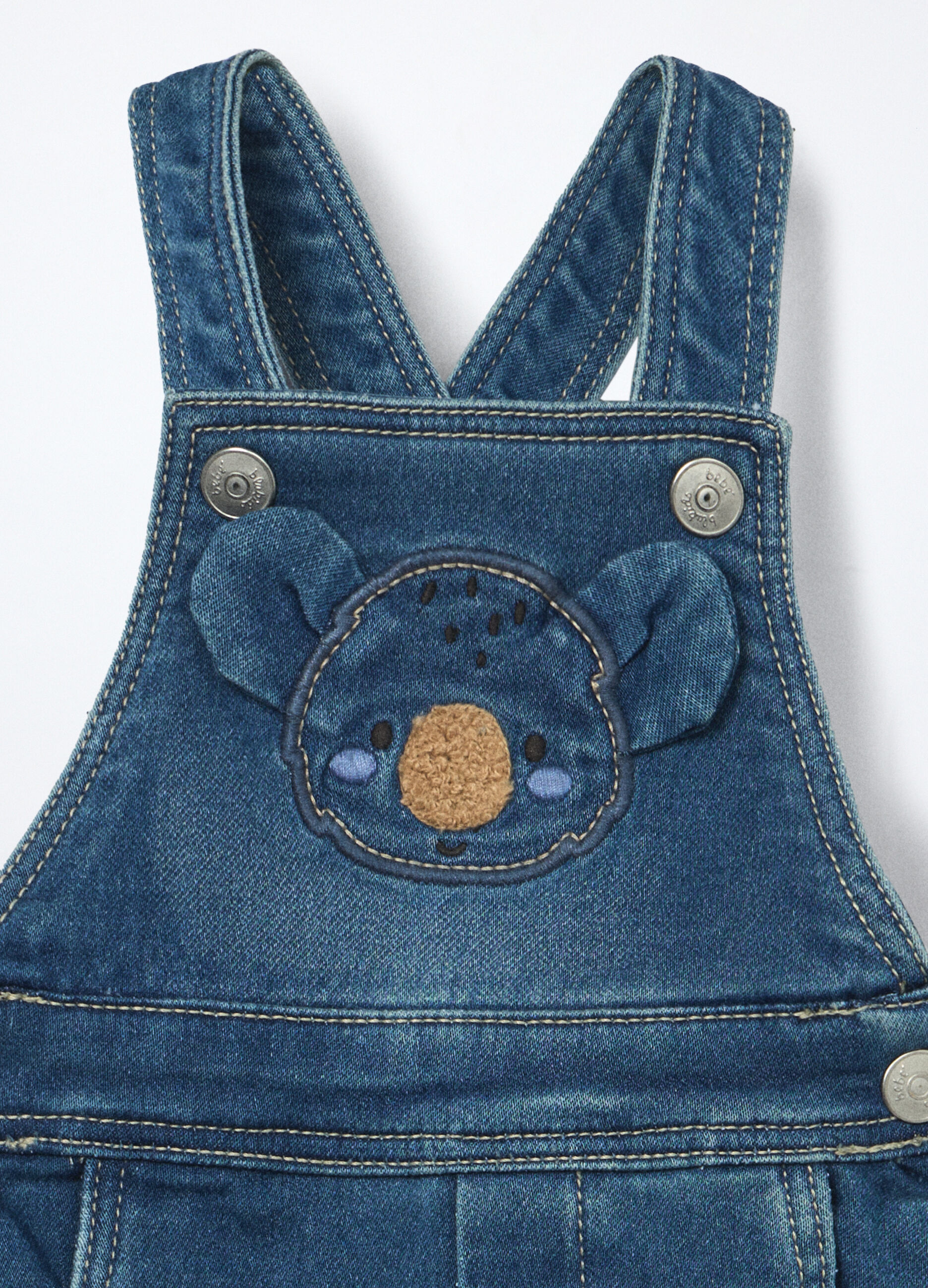 Salopette in french terry denim misto cotone neonato_2
