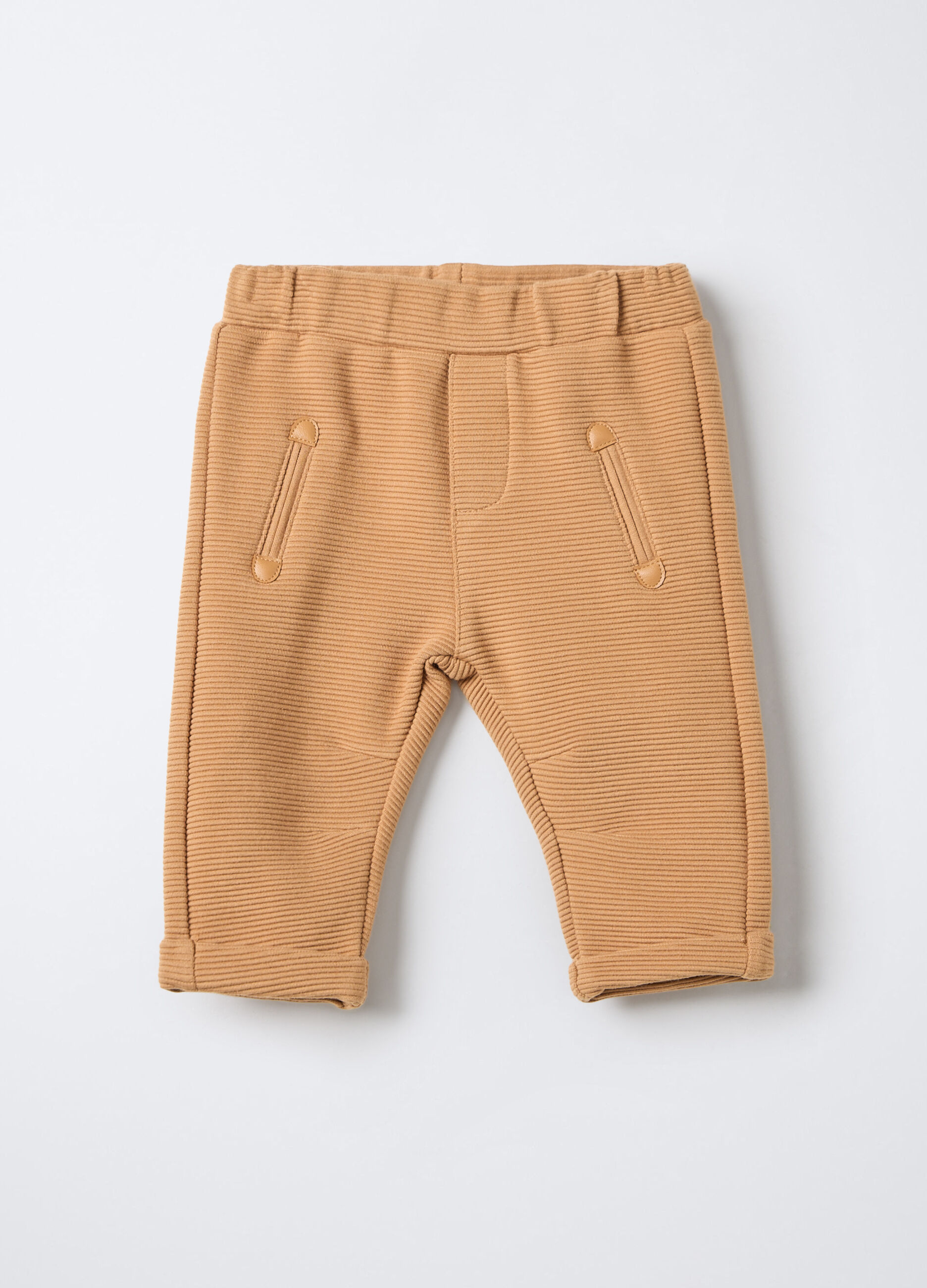 Jogger in costina misto cotone stretch neonato_0