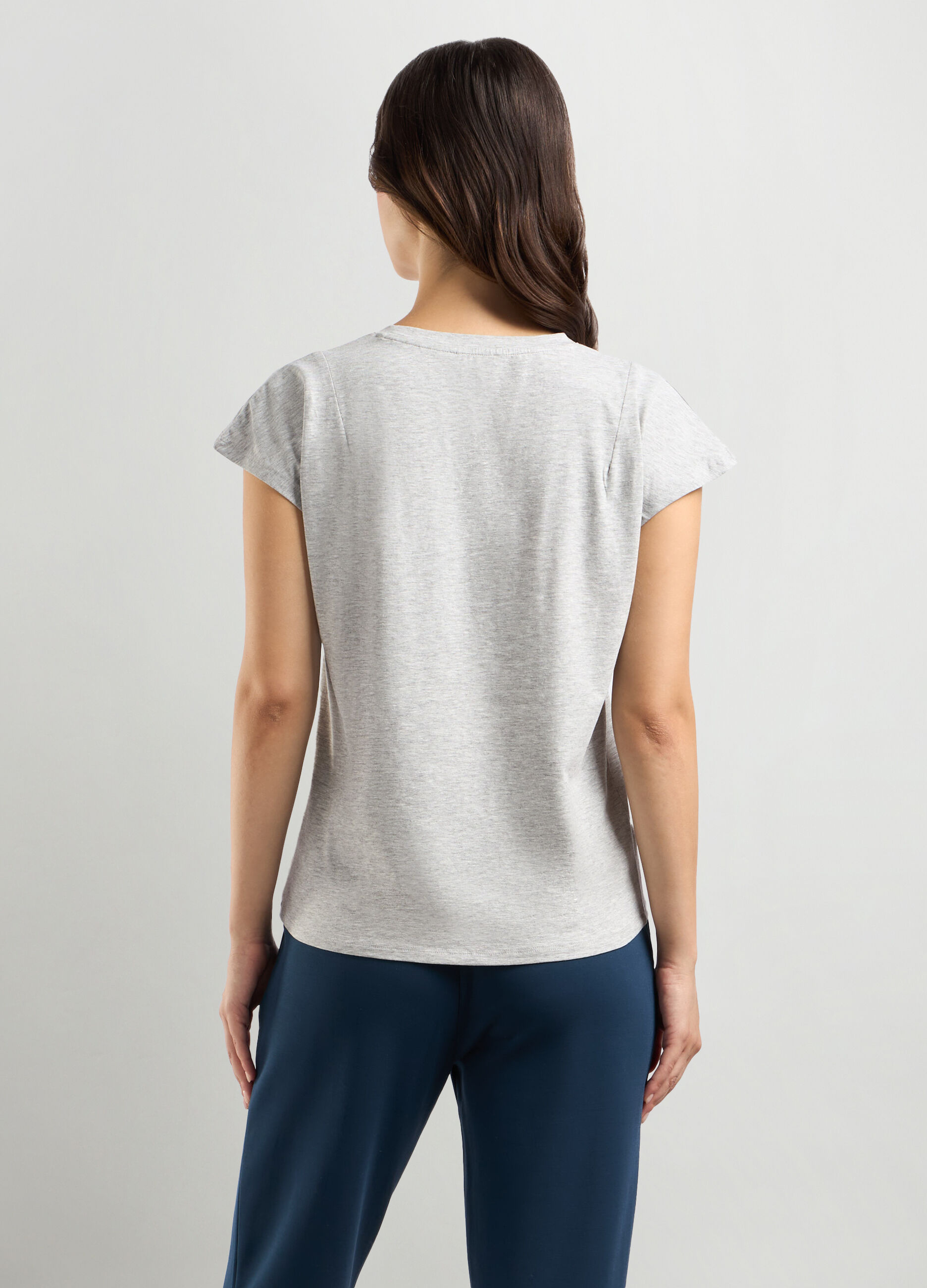 T-shirt in puro cotone con strass donna_1