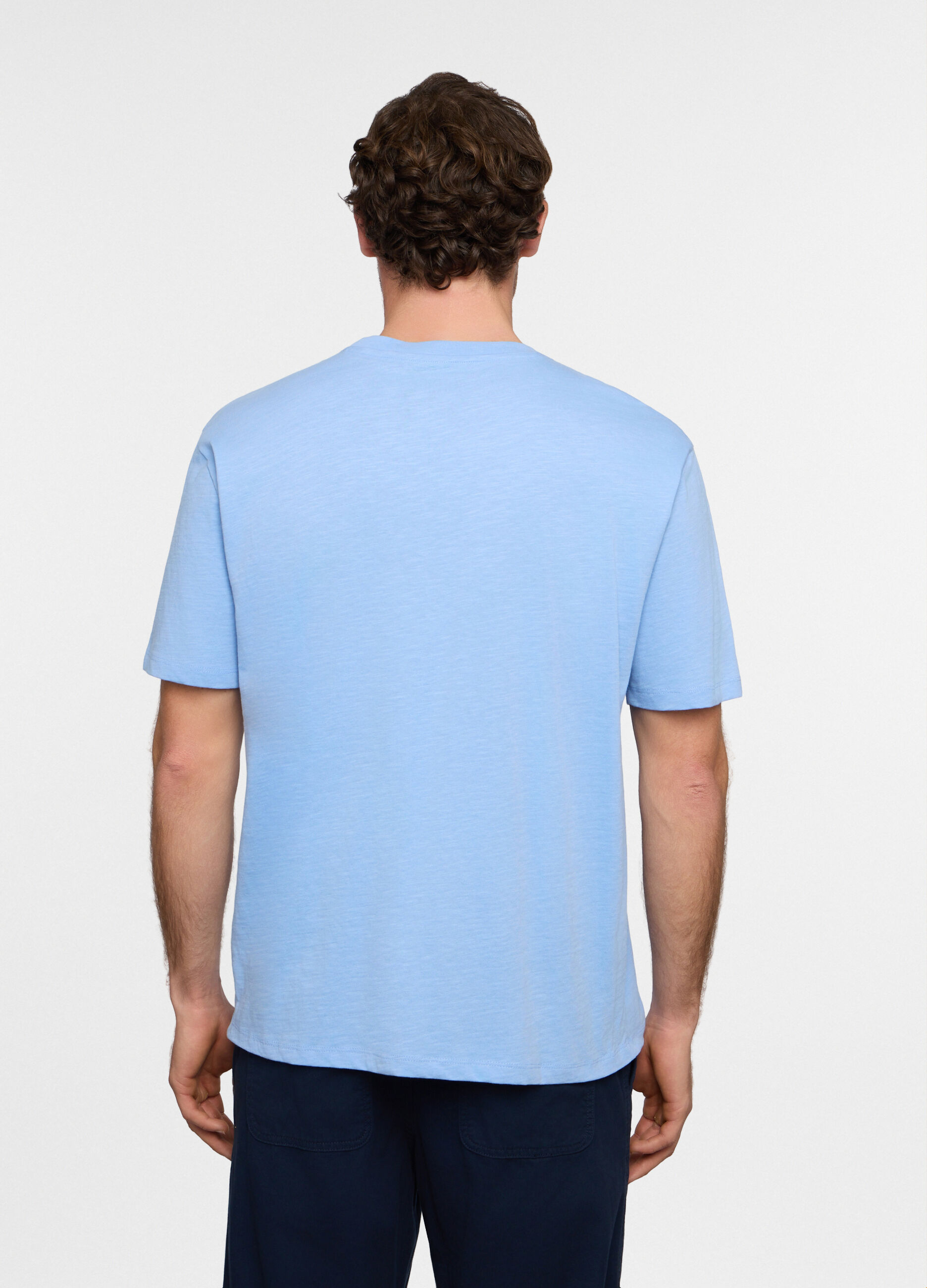 T-shirt girocollo in cotone fiammato uomo_1