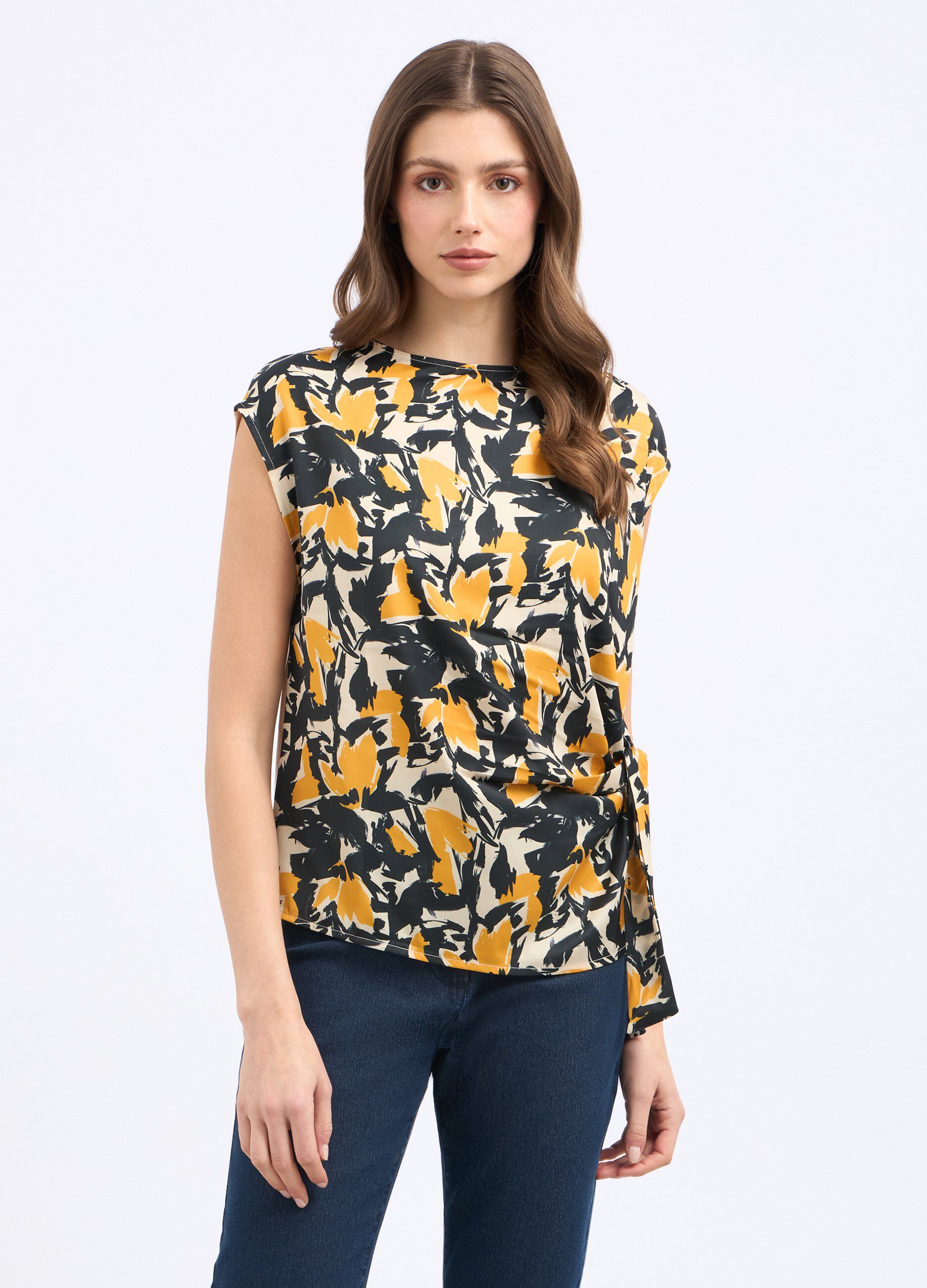 T-shirt in misto viscosa con nodo laterale donna_0
