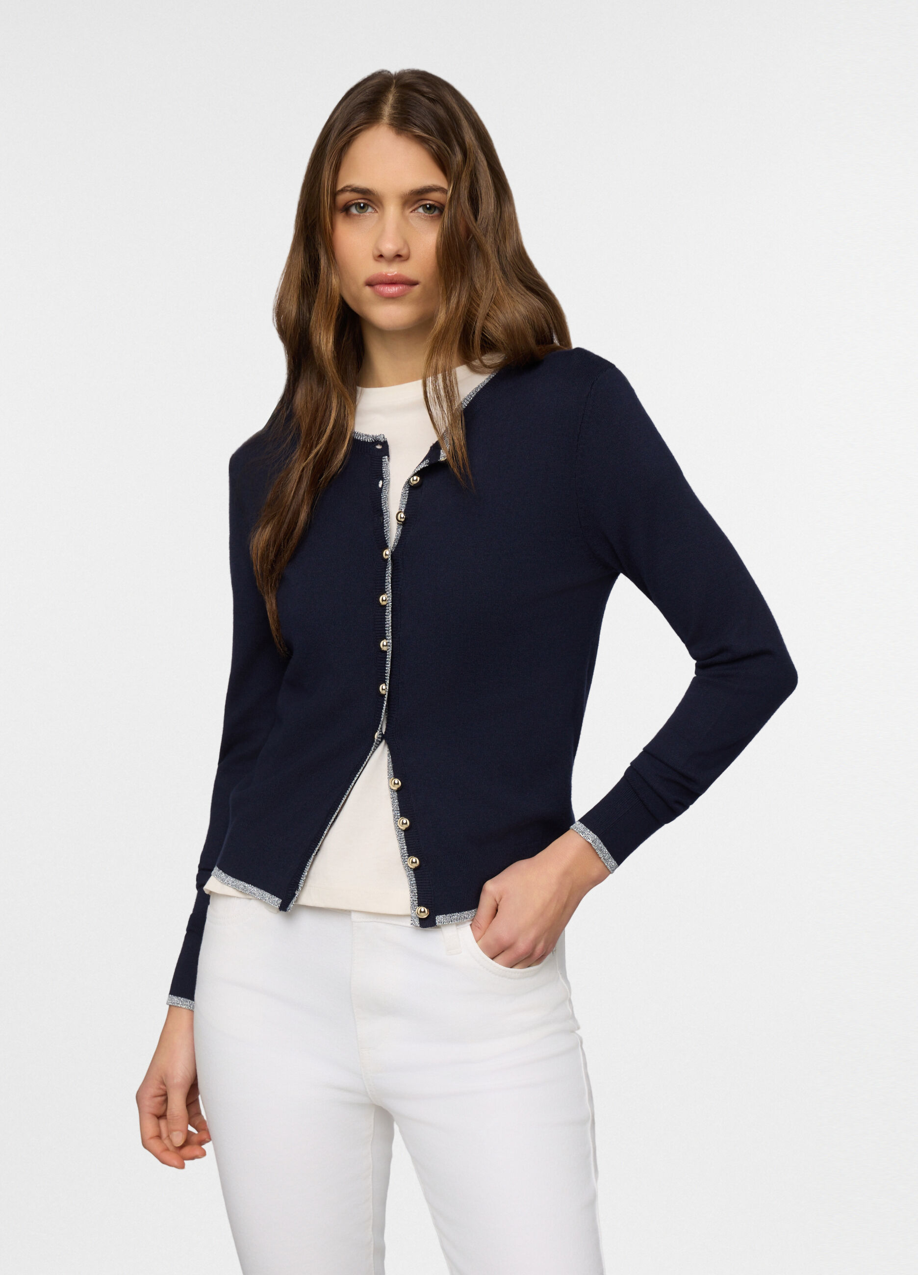 Cardigan girocollo rasato donna_0