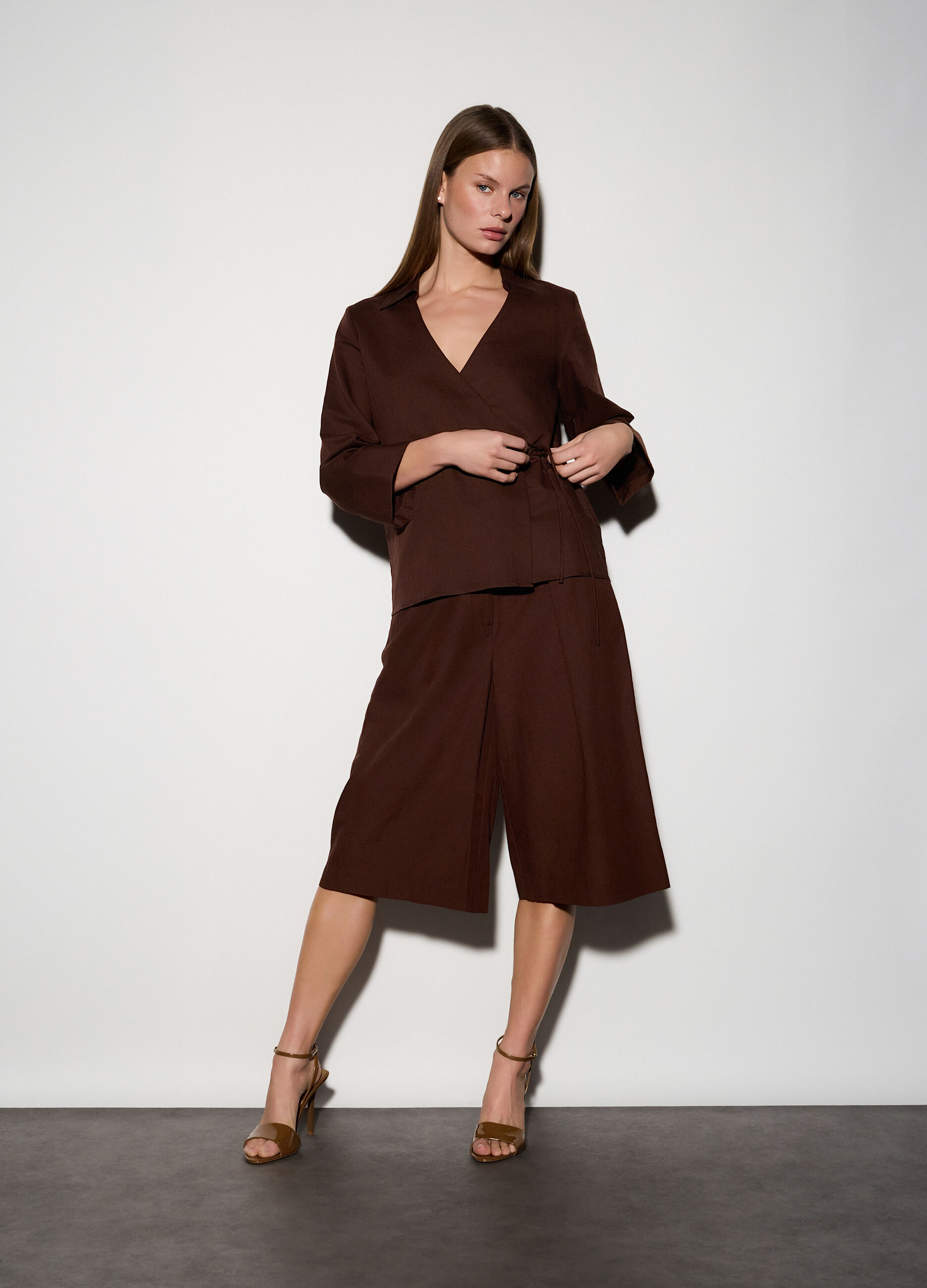 Pantaloni over fit misto lino donna_0