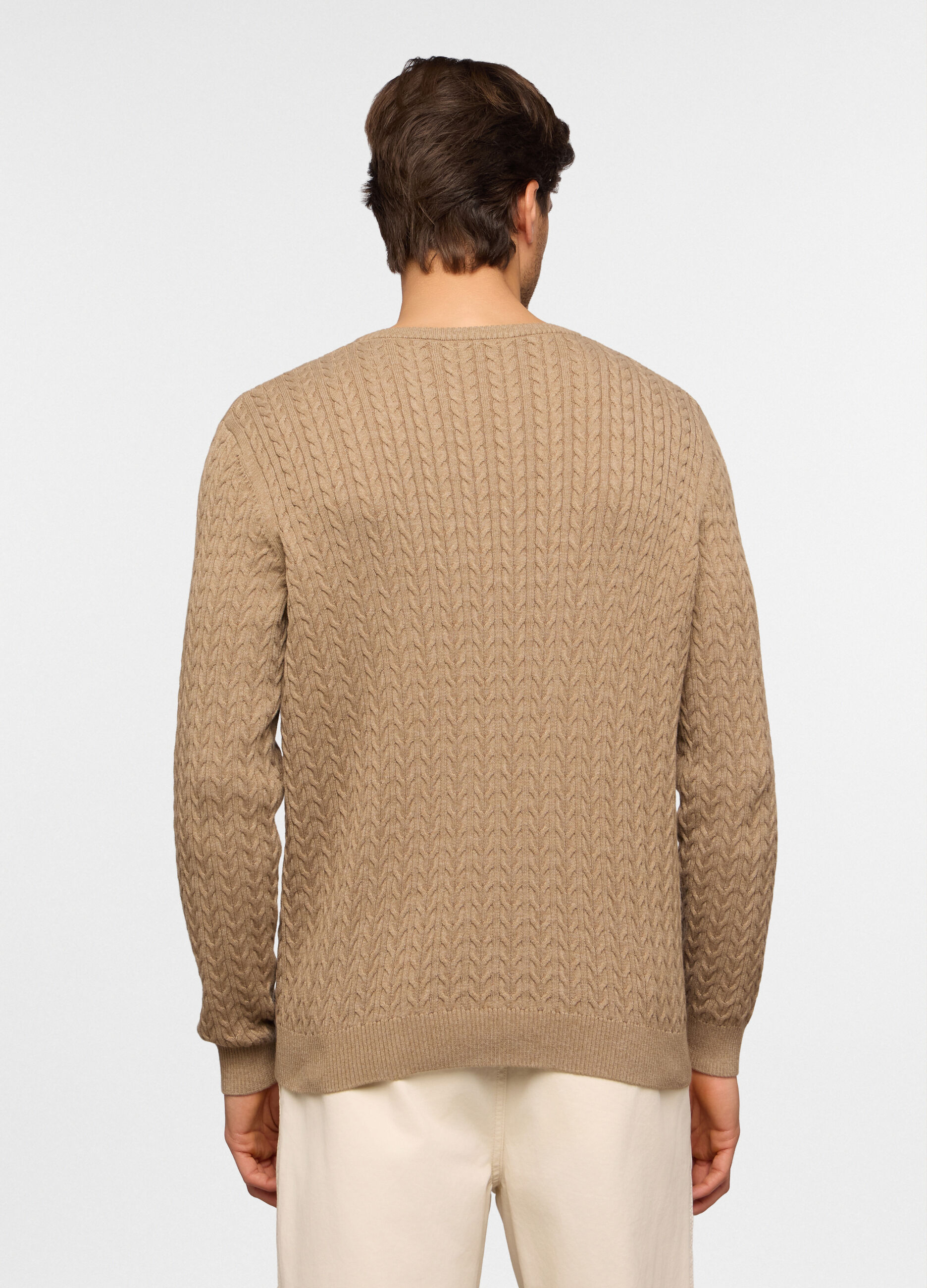 Maglione girocollo in maglia a treccia uomo_1
