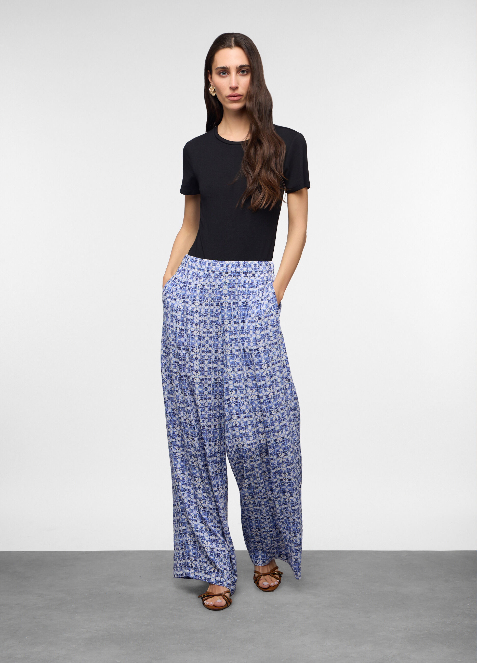Pantaloni Fit Straight in pura viscosa donna_0