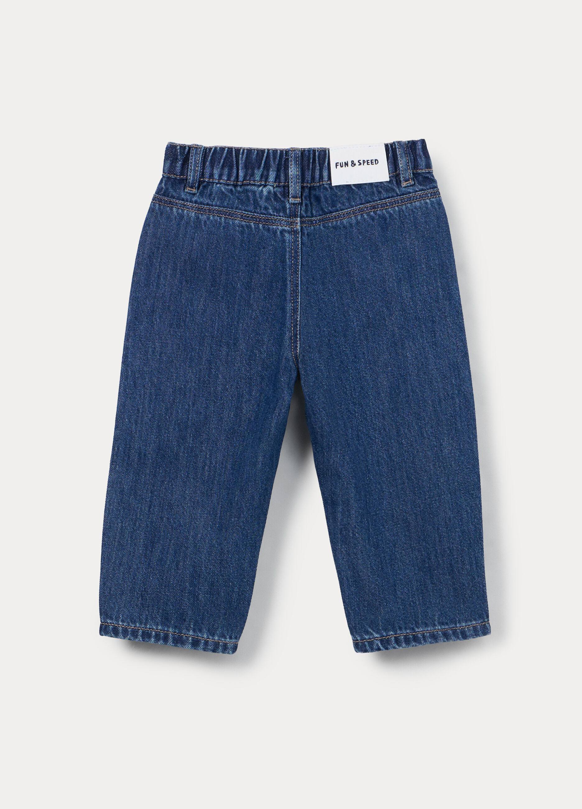 Pantaloni in denim misto cotone bimbo_1