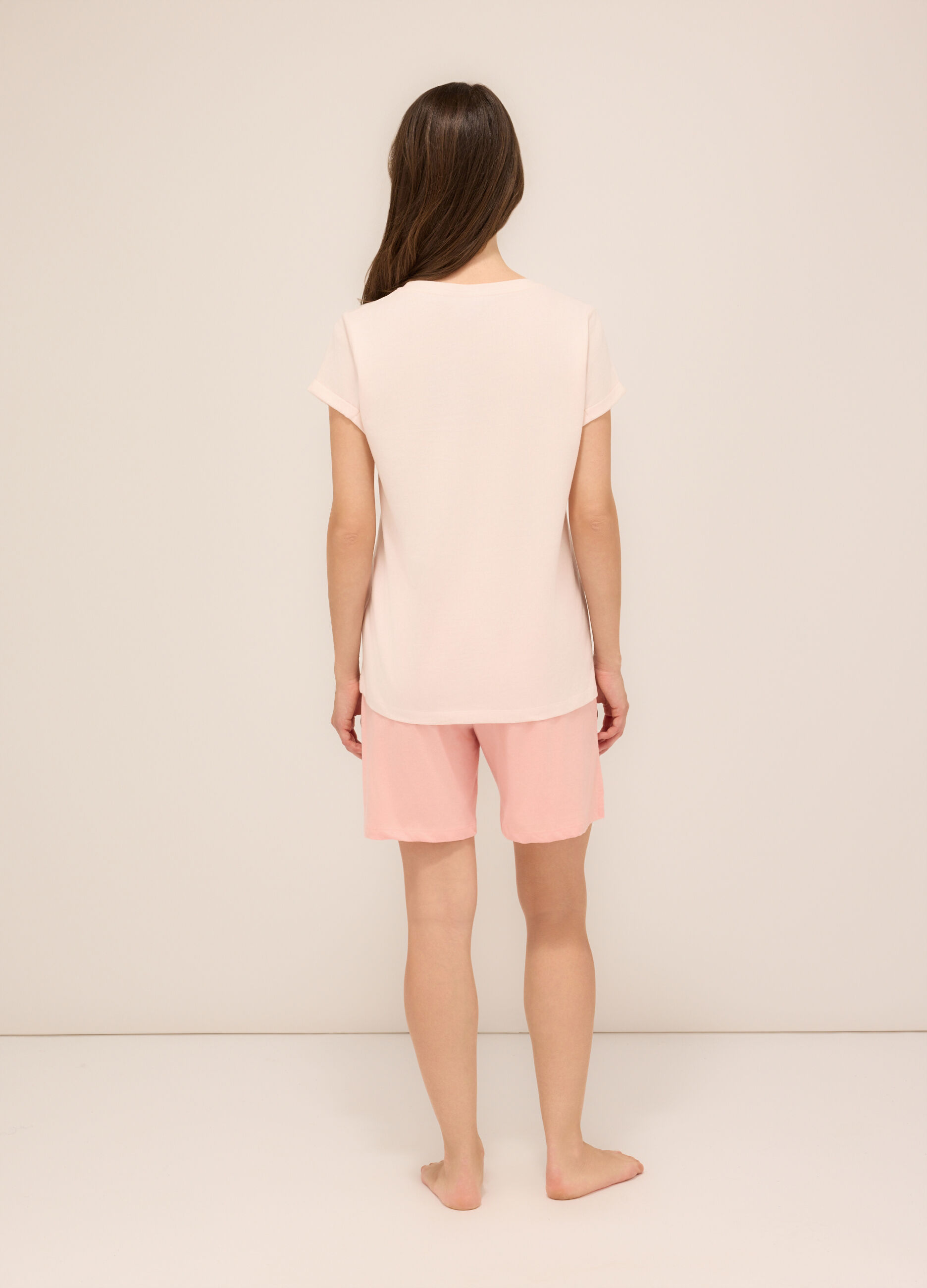 Set pigiama corto in jersey di puro cotone donna_1