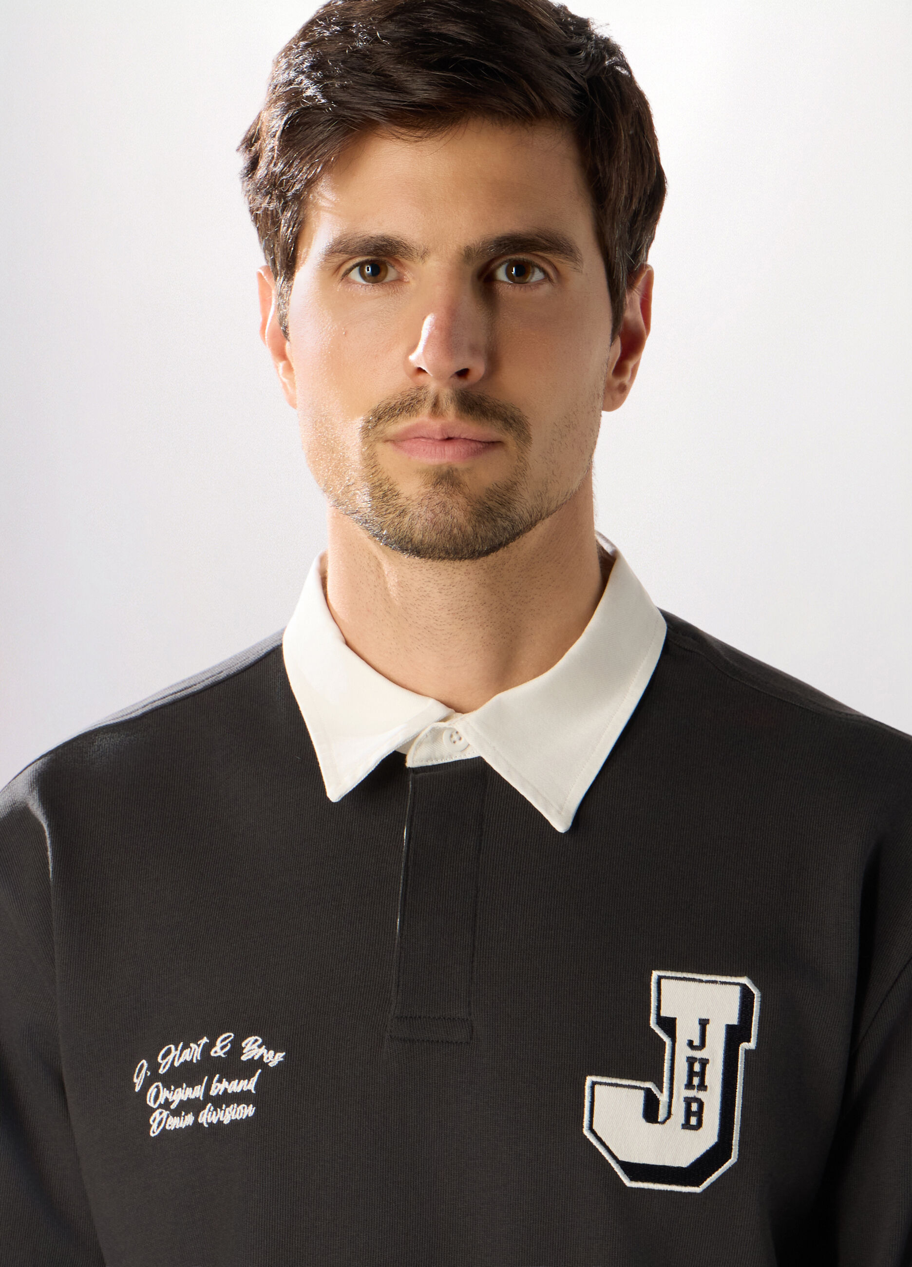 Polo a maniche lunghe in puro cotone uomo_2