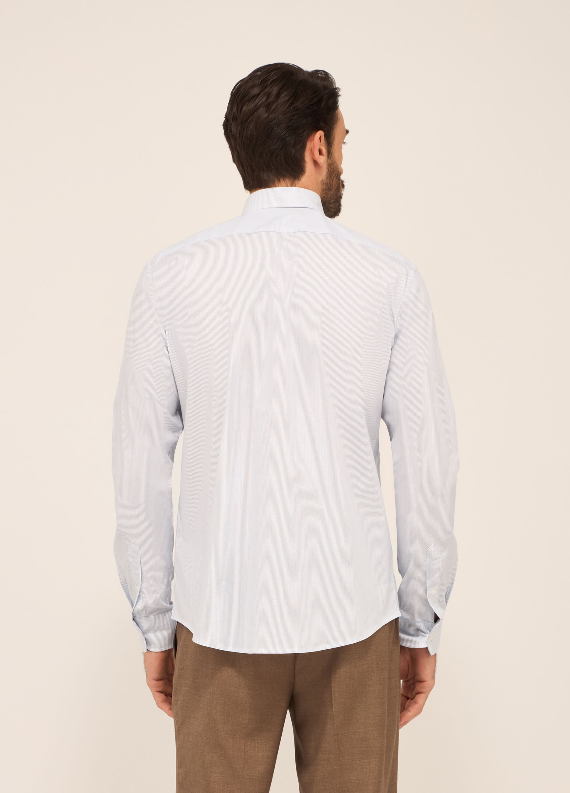 Camicia regular fit in cotone stretch a righe uomo_1