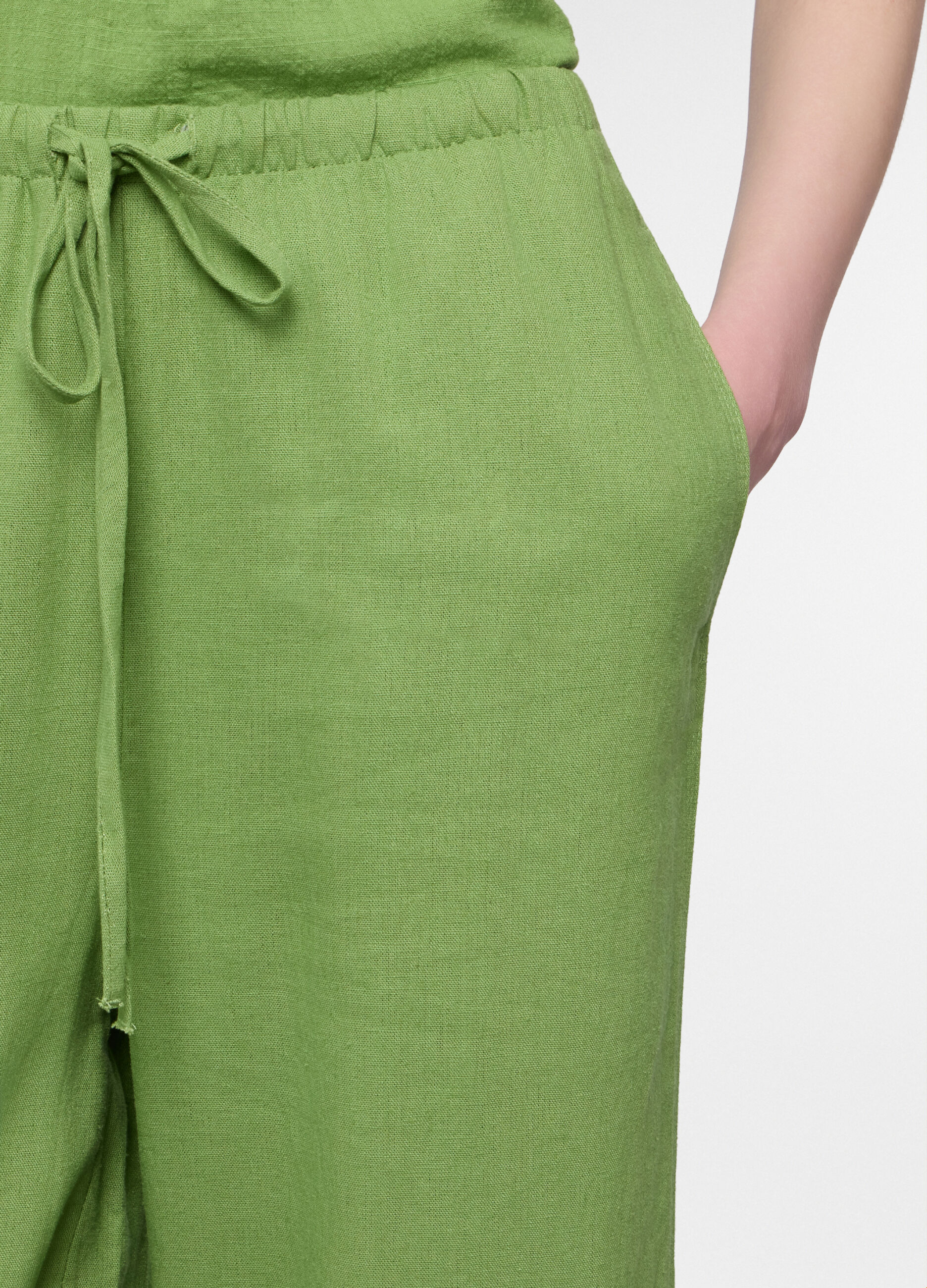 Pantaloni wide leg misto lino donna_2