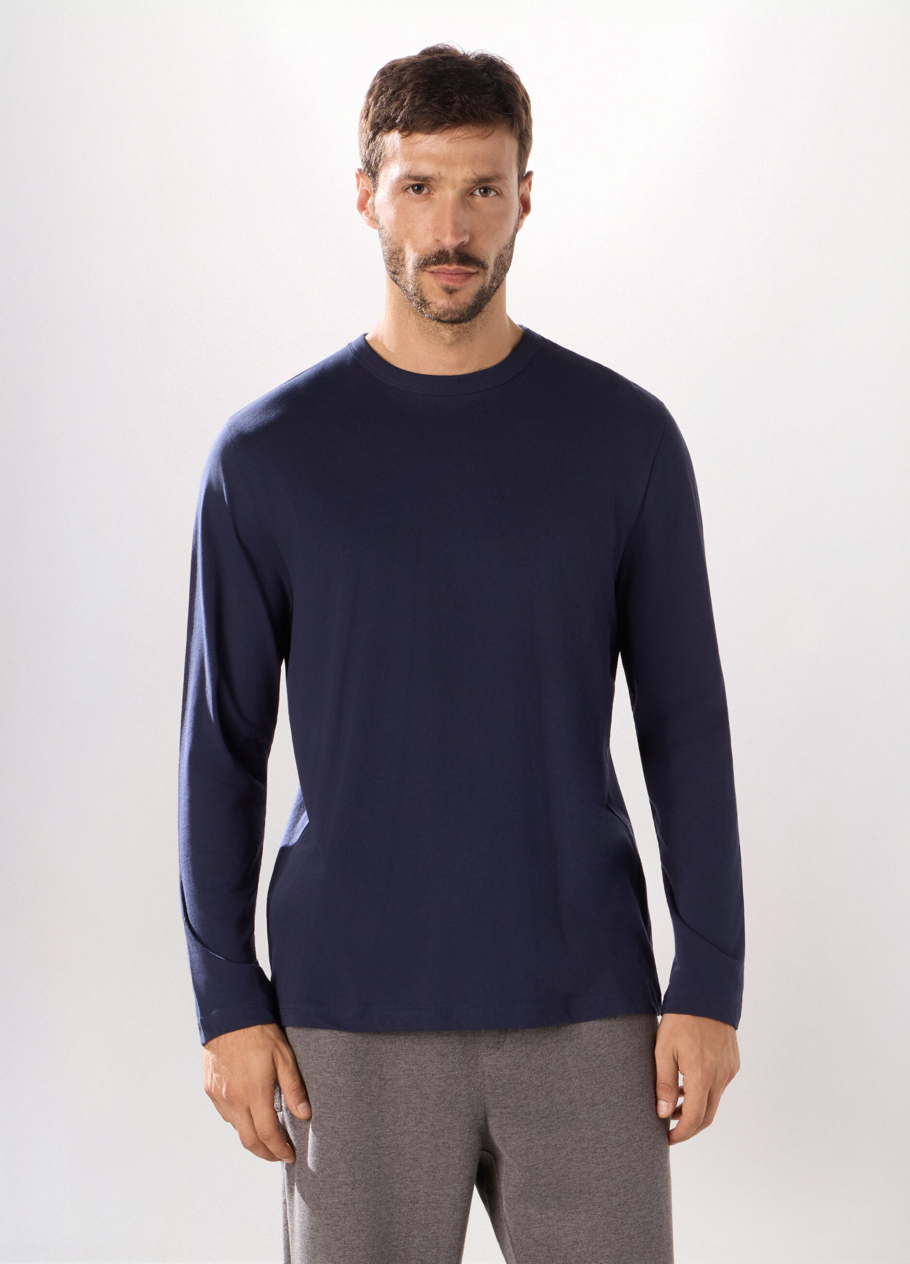 T-shirt maniche lunghe in cotone uomo_0