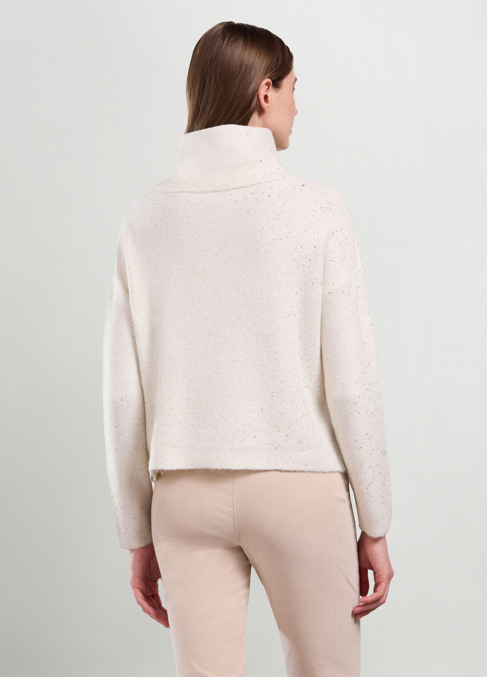 Tricot a collo alto con paillettes donna_1